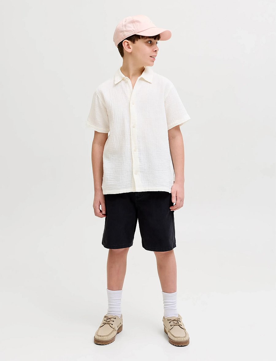 Jack & Jones - JORNANTUCKET DOUBLE CLOTH SHIRT SS JNR - kurzärmlige hemden - cloud dancer - 3