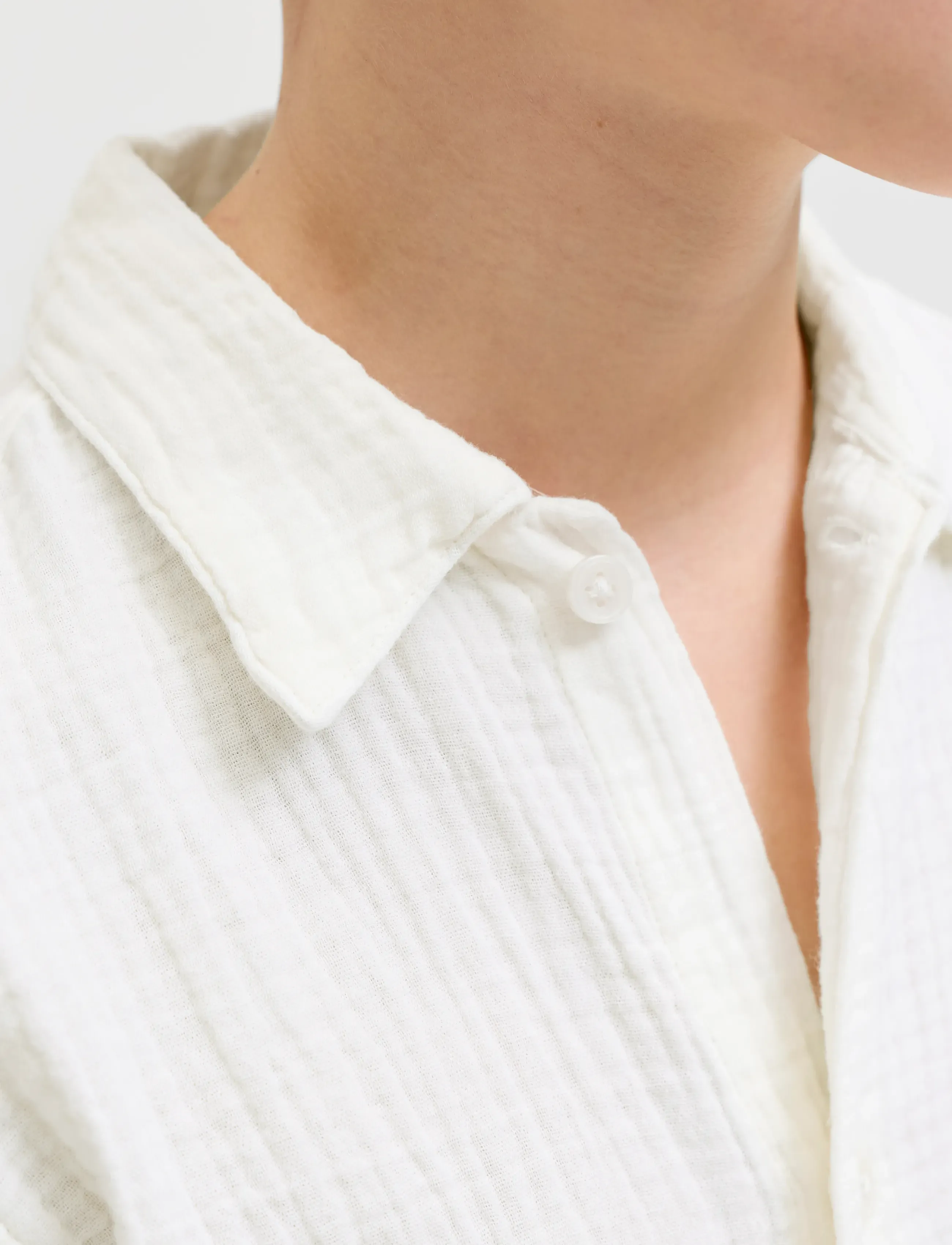 Jack & Jones - JORNANTUCKET DOUBLE CLOTH SHIRT SS JNR - kurzärmlige hemden - cloud dancer - 4