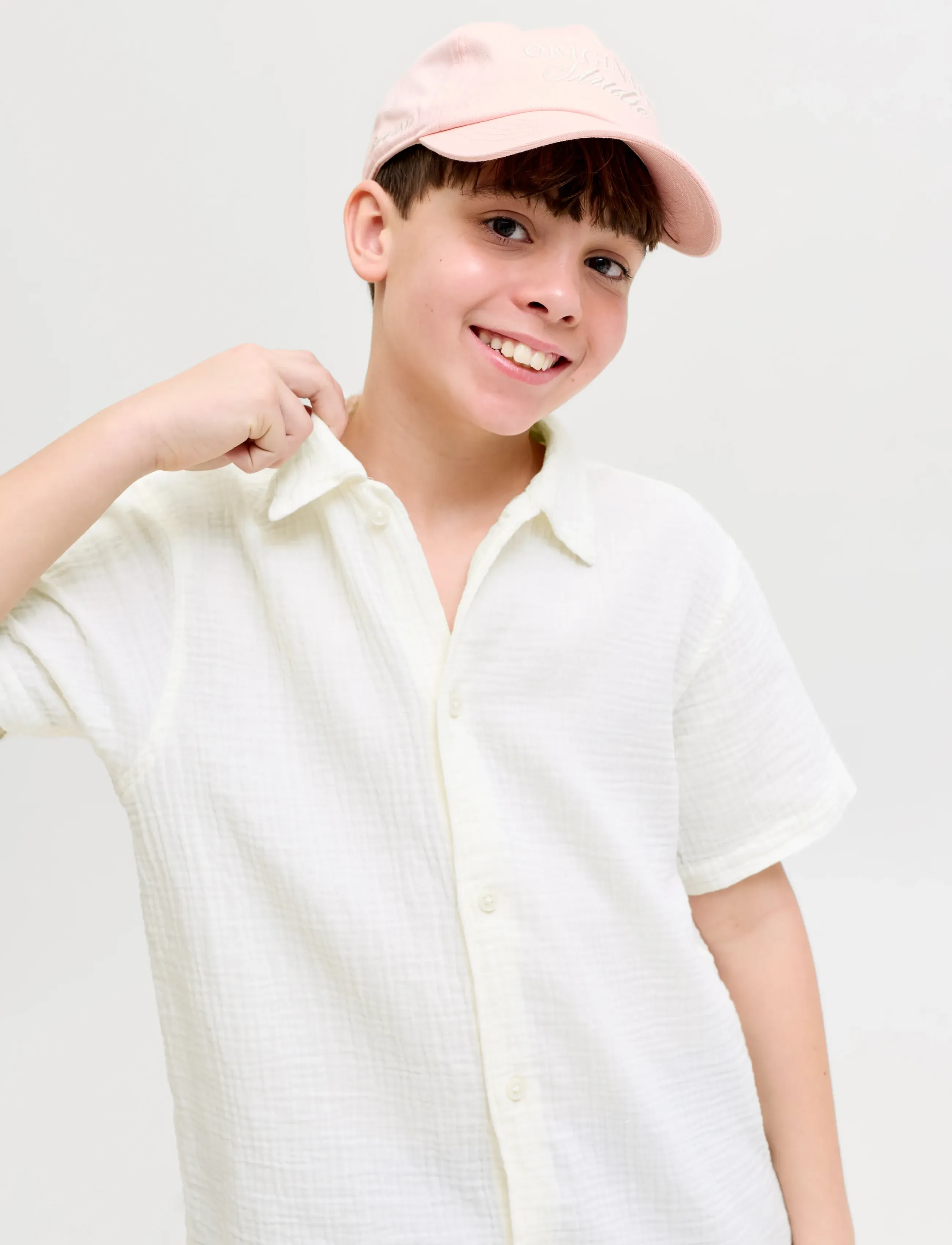 Jack & Jones - JORNANTUCKET DOUBLE CLOTH SHIRT SS JNR - kurzärmlige hemden - cloud dancer - 5