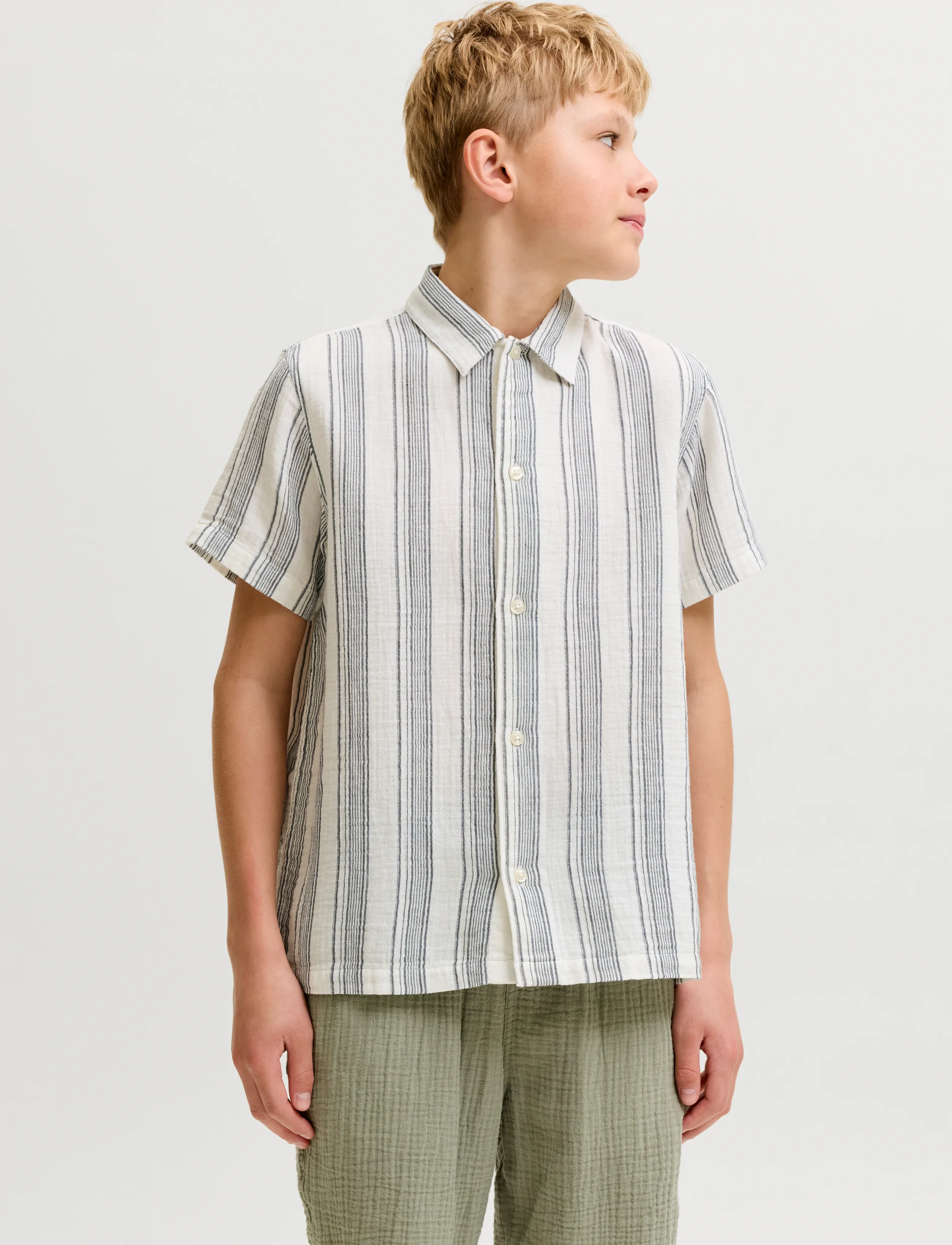 Jack & Jones Jornantucket Double Cloth Shirt Ss Jnr, 140, Shirts, Mehrfarbig/gemustert - Short-sleeved Kinder