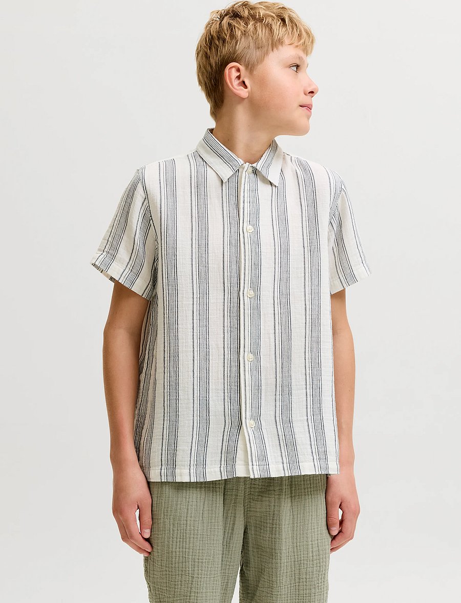 Jack & Jones - JORNANTUCKET DOUBLE CLOTH SHIRT SS JNR - kortærmede skjorter - sky captain - 0