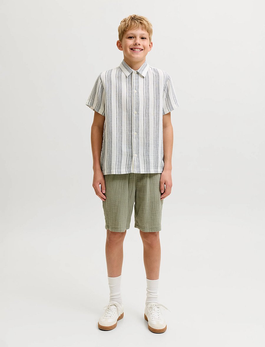 Jack & Jones - JORNANTUCKET DOUBLE CLOTH SHIRT SS JNR - kortærmede skjorter - sky captain - 4