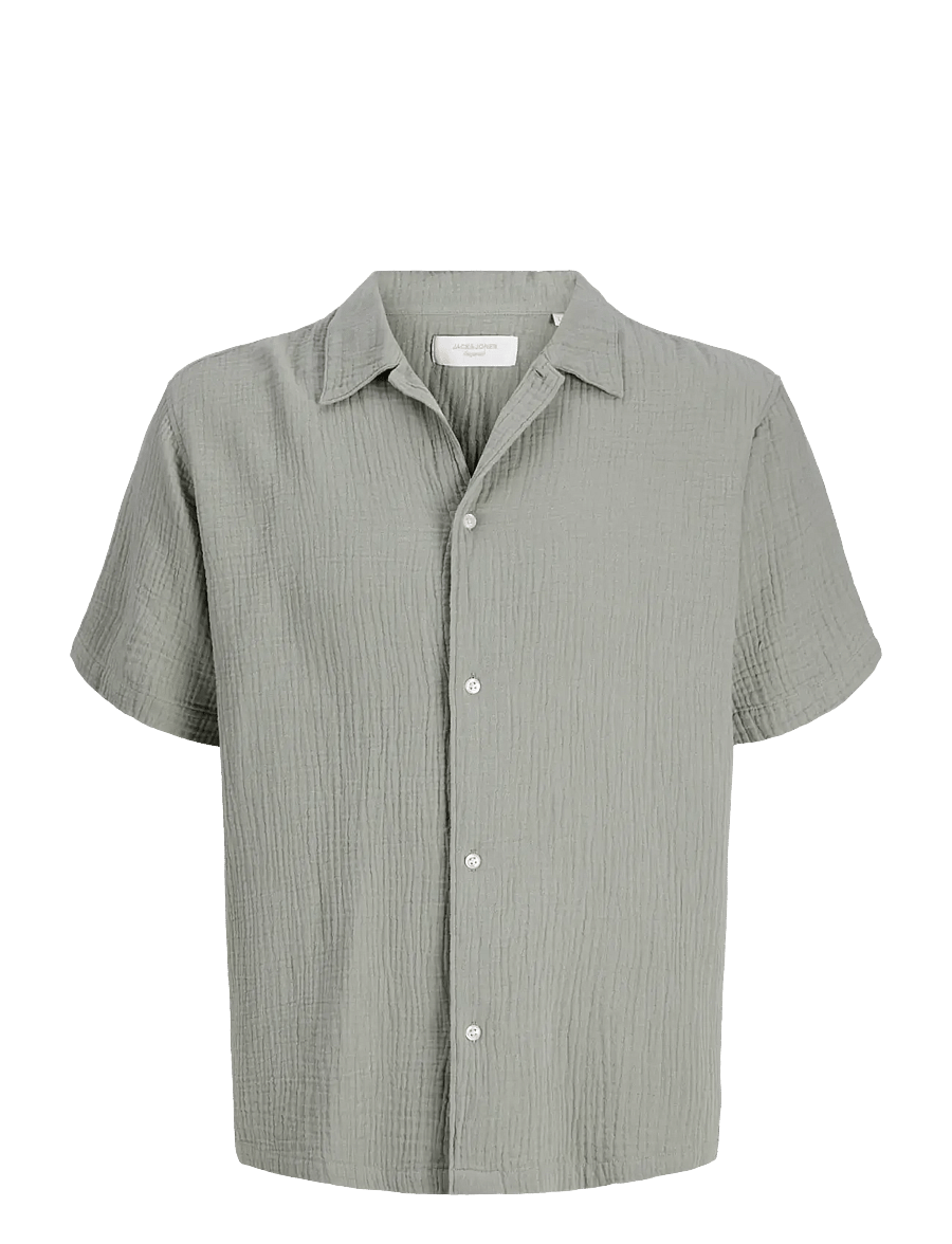 Jack & Jones - JORNANTUCKET DOUBLE CLOTH SHIRT SS MNI - kortärmade skjortor - seagrass - 0