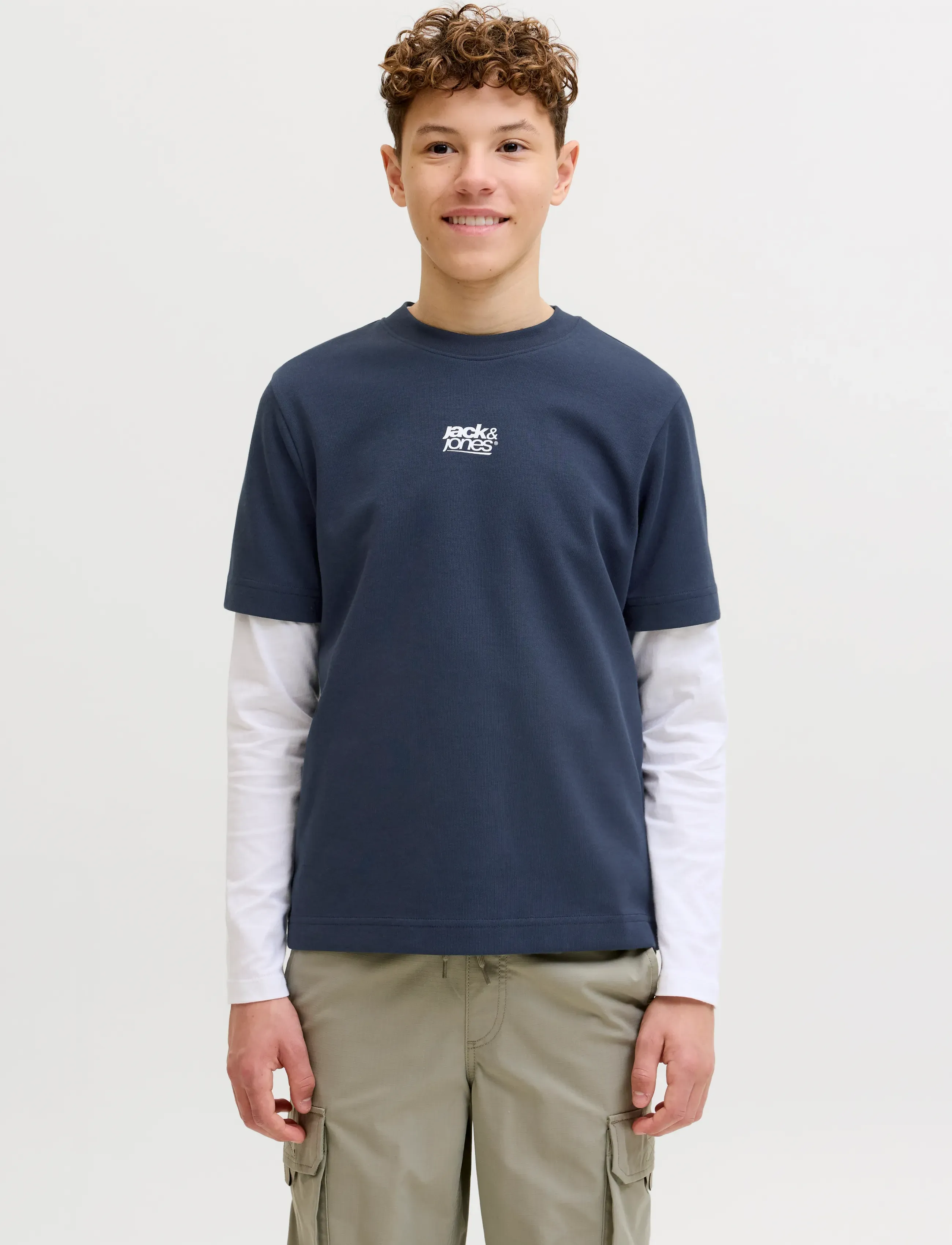 Jack & Jones Jcobreeze Back Print Tee Ss Cn Ea26 Jnr, 128, T-shirts, Marineblau - Short-sleeved, Kinder