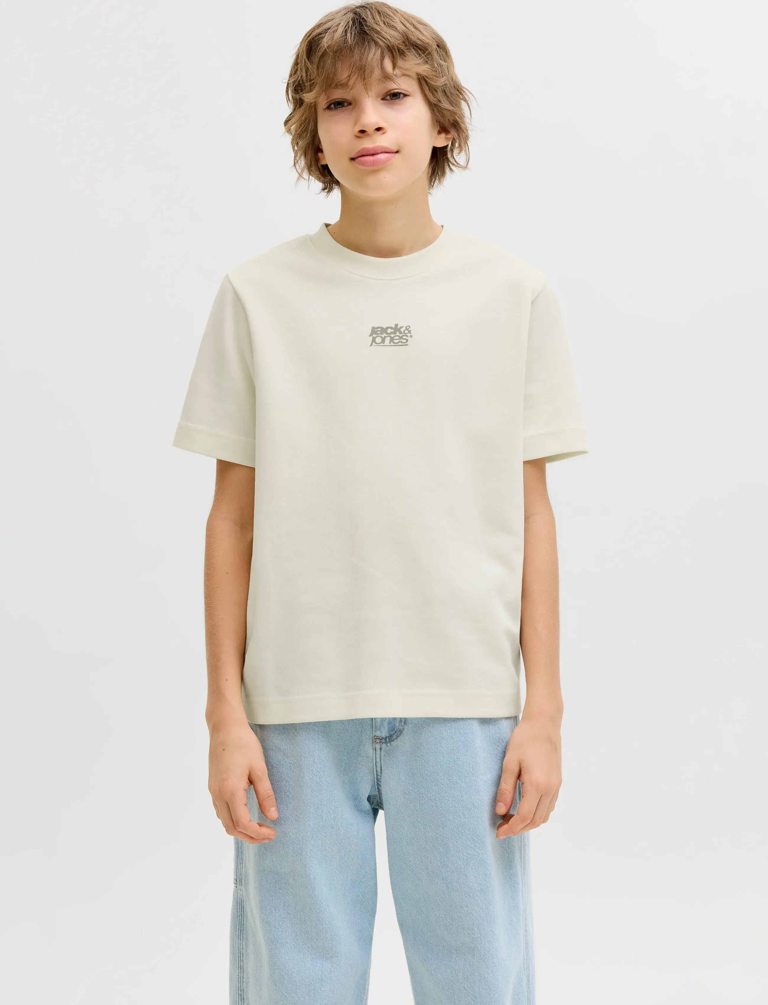 Jack & Jones Jcobreeze Back Print Tee Ss Cn Ea26 Jnr, 152, Cream, T-Shirts > Kortærmede, Børn
