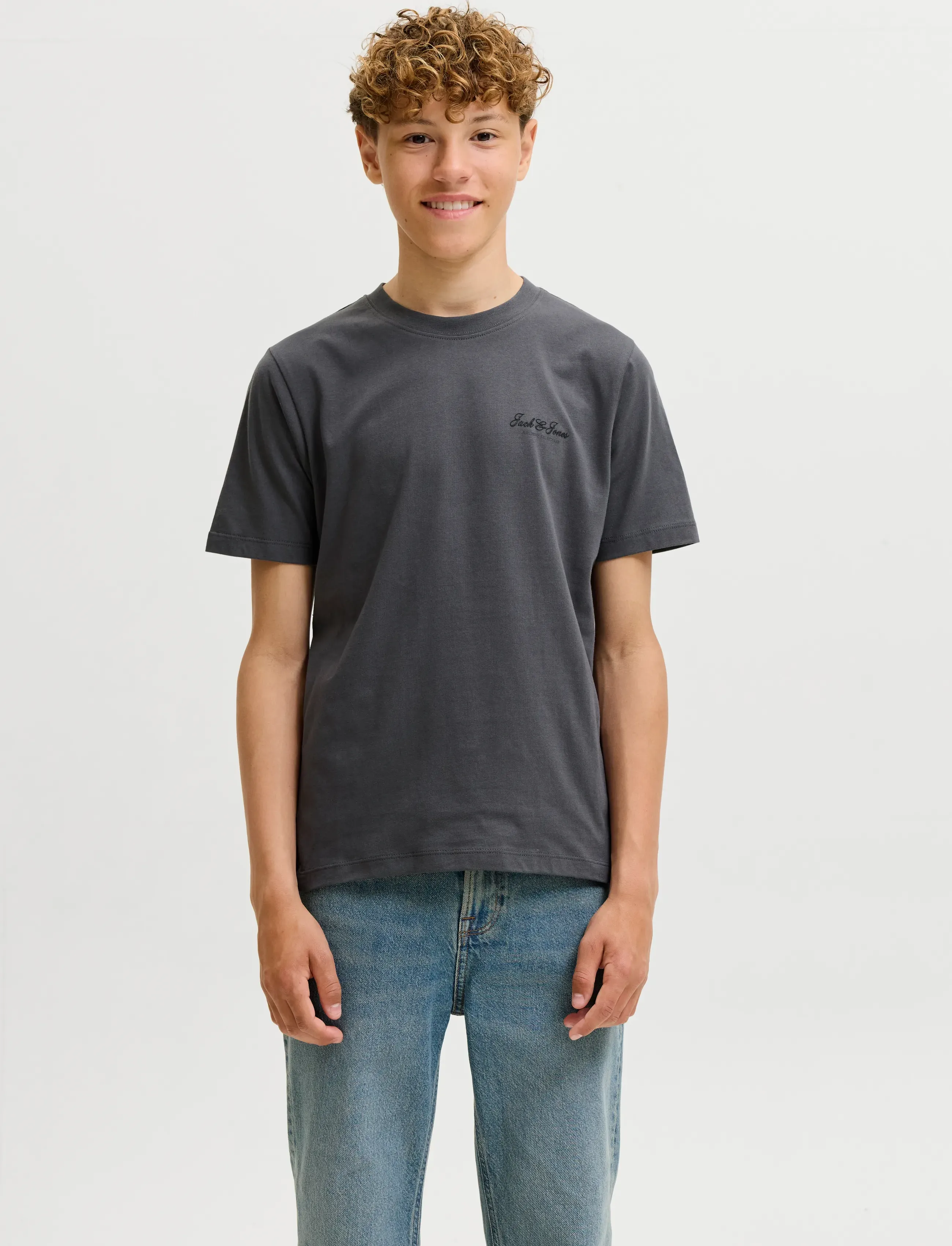 Jack & Jones Jjearchive Graphic Tee Ss Oneck Noos Jnr, 164, T-shirts, Grau - Short-sleeved, Kinder