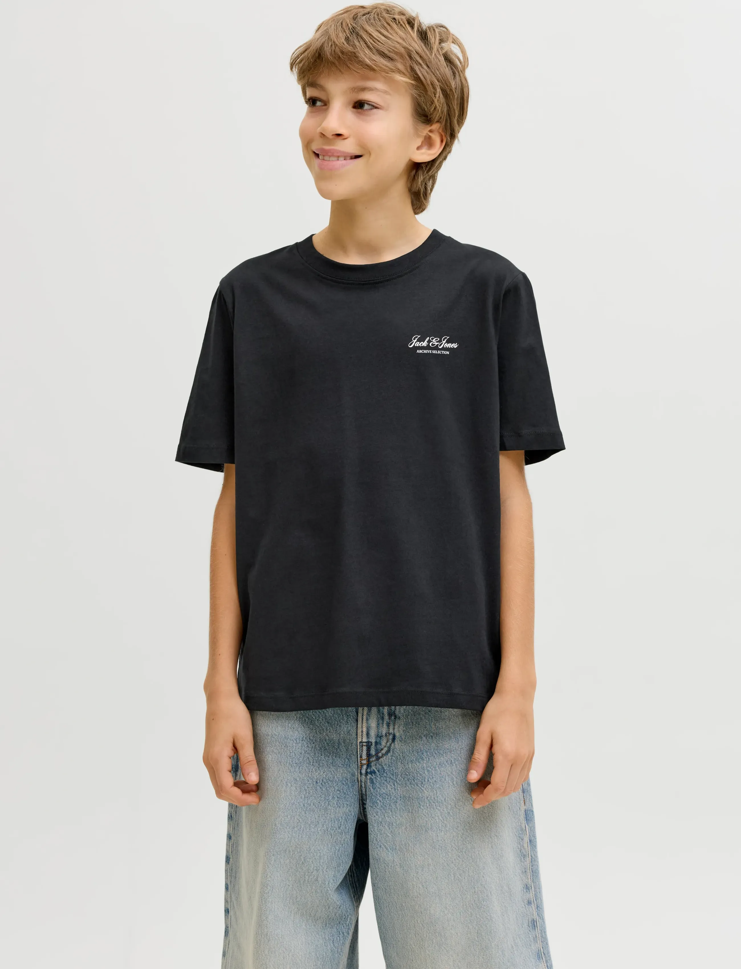 Jack & Jones Jjearchive Graphic Tee Ss Oneck Noos Jnr, 152, T-shirts, Schwarz - Short-sleeved, Kinder
