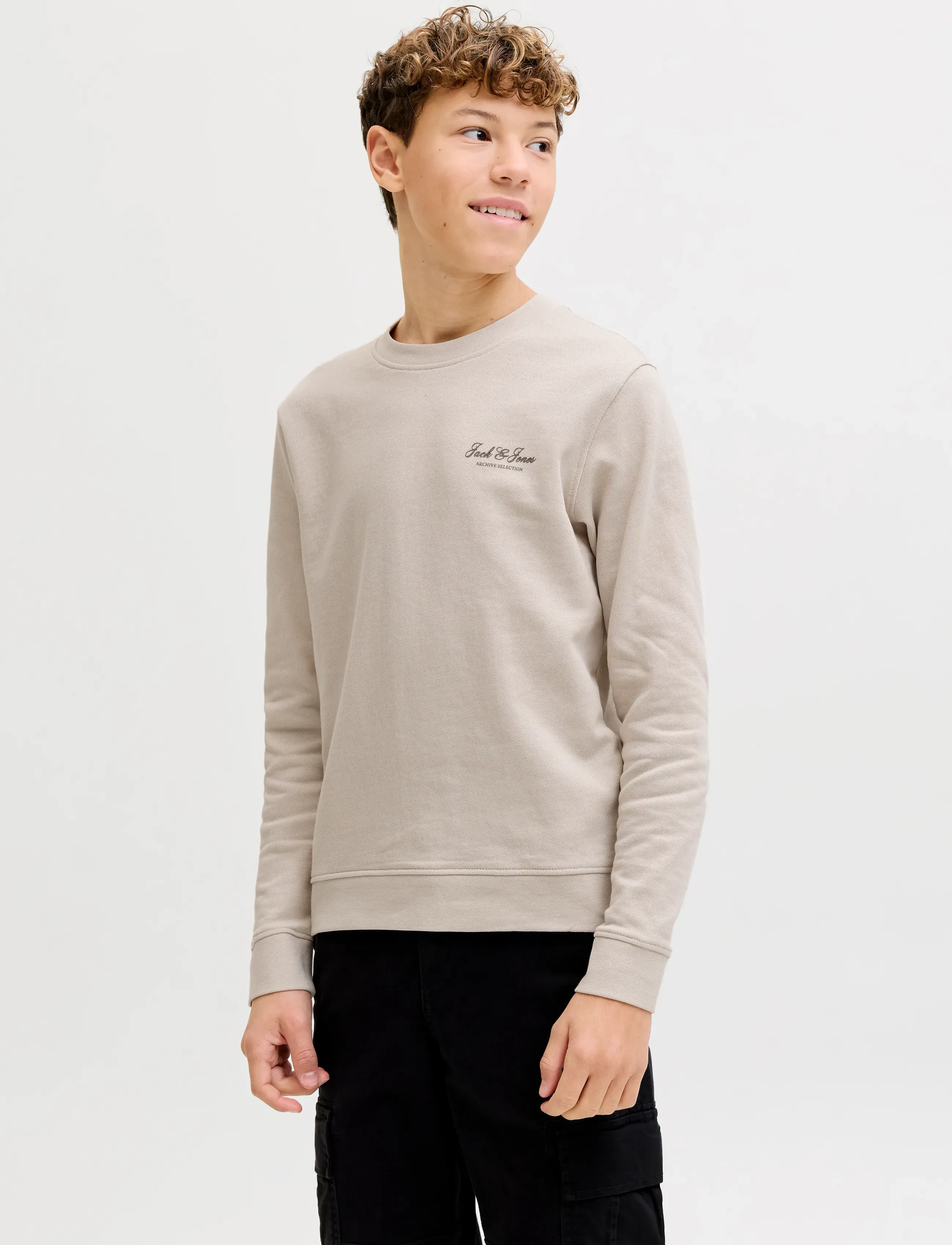 Jack & Jones JJEARCHIVE GRAPHIC SWEAT CN SN JNR - Sweatshirts - MOONBEAM / beige