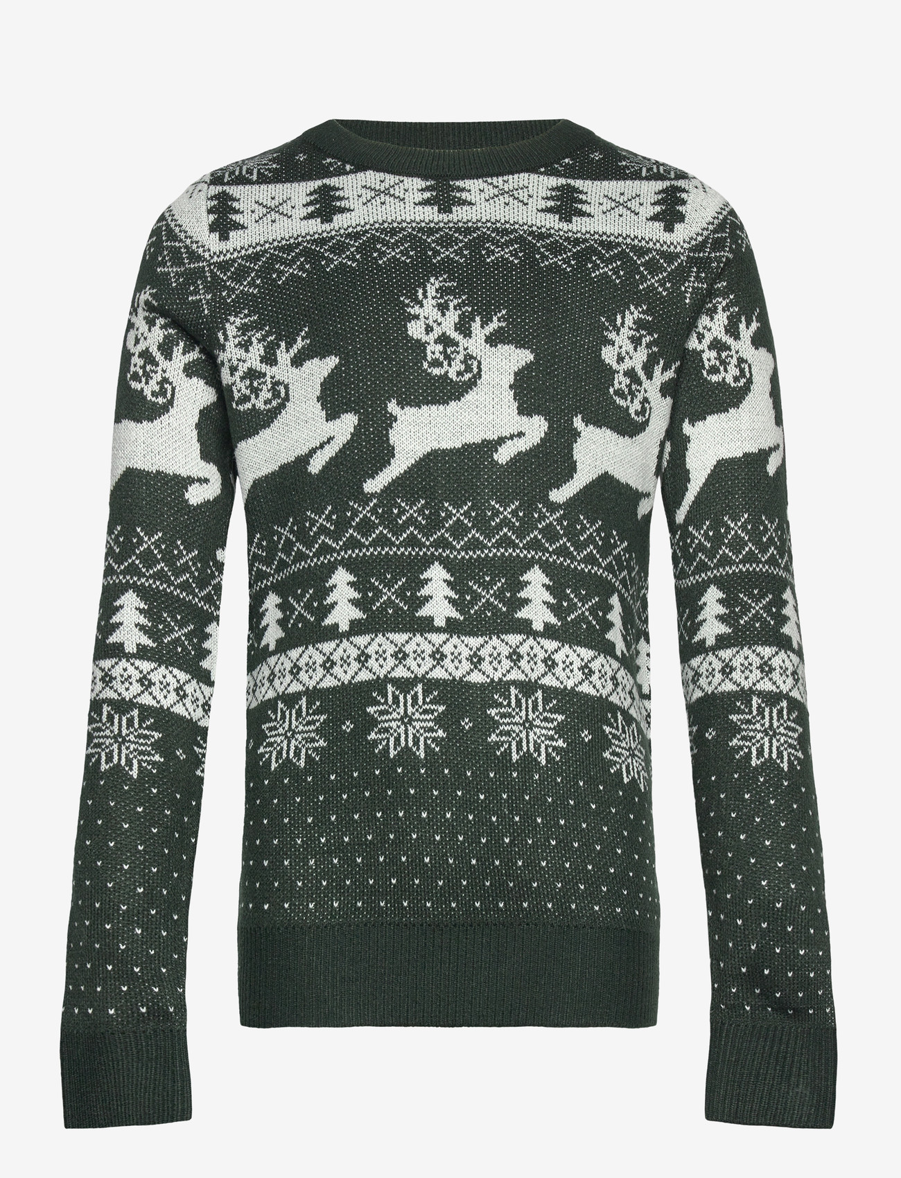 Jack & Jones - JJXMAS FROSTY KNIT CREW NECK JNR - trøjer - scarab - 0