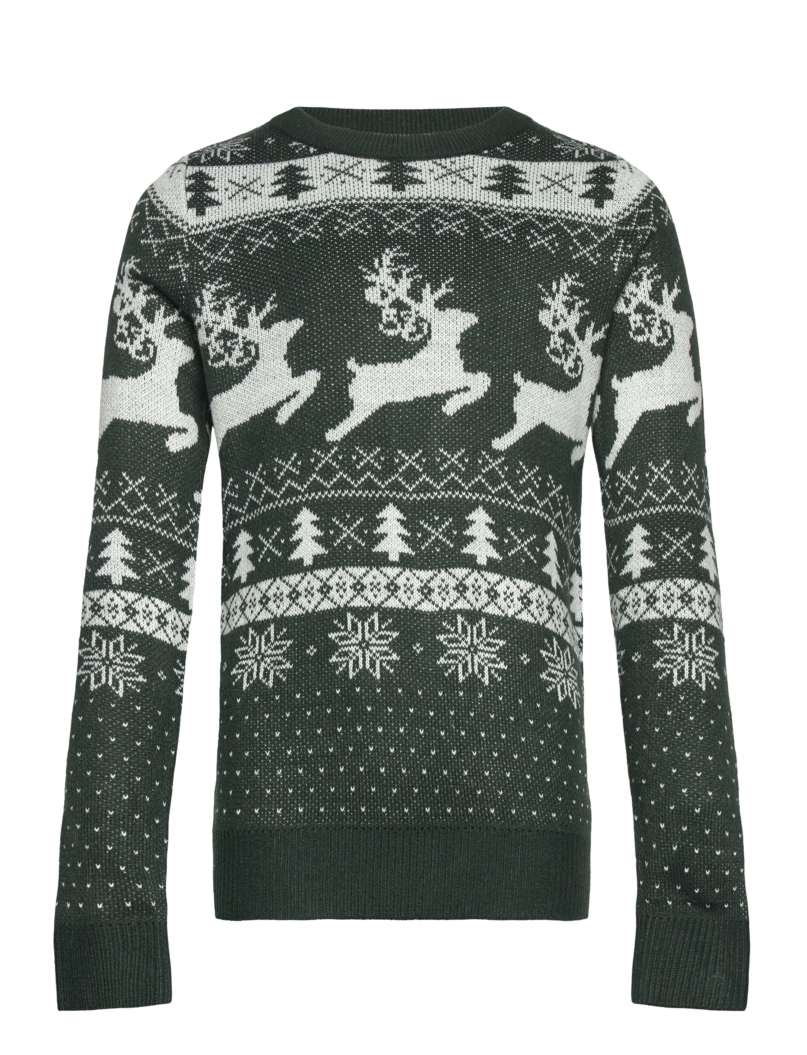 JJXMAS FROSTY KNIT CREW NECK JNR - SCARAB