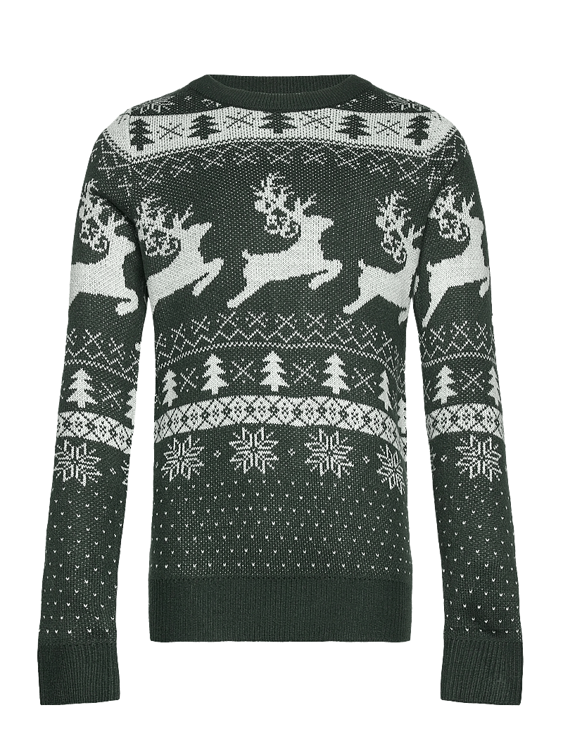 Jack & Jones - JJXMAS FROSTY KNIT CREW NECK JNR - trøjer - scarab - 0