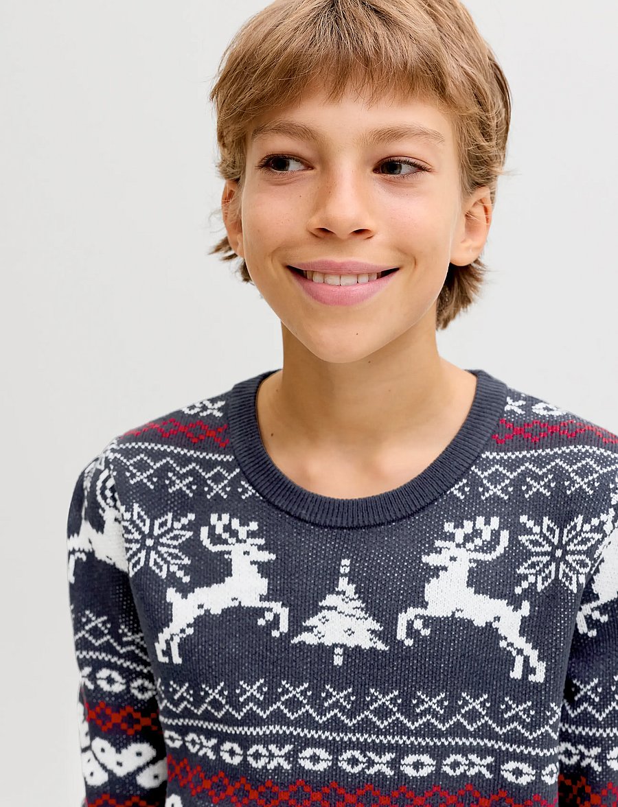Jack & Jones - JJXMAS FROSTY KNIT CREW NECK JNR - pullover - sky captain - 3