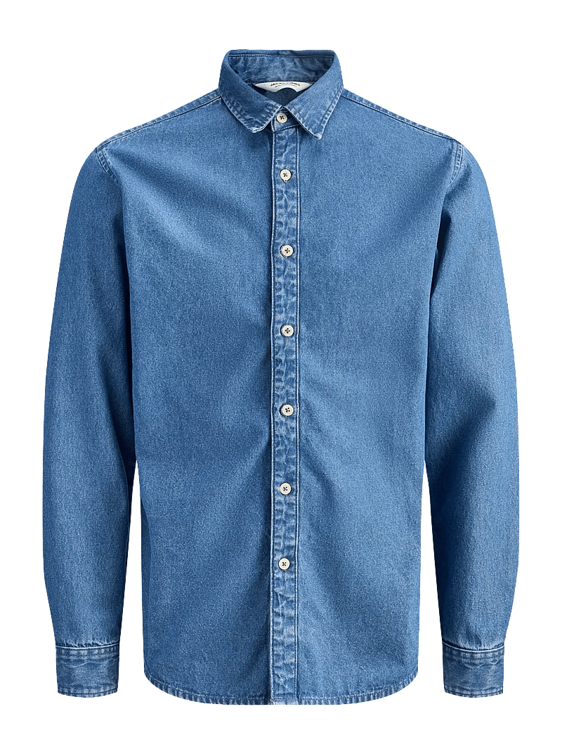 Jack & Jones - JJESTANLEY JJSHIRT AT 021 NOOS JNR - pikkade varrukatega särgid - blue denim - 1