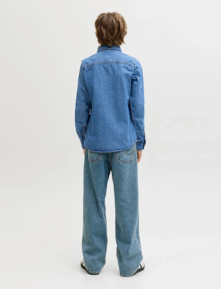 Jack & Jones - JJESTANLEY JJSHIRT AT 021 NOOS JNR - langærmede skjorter - blue denim - 3