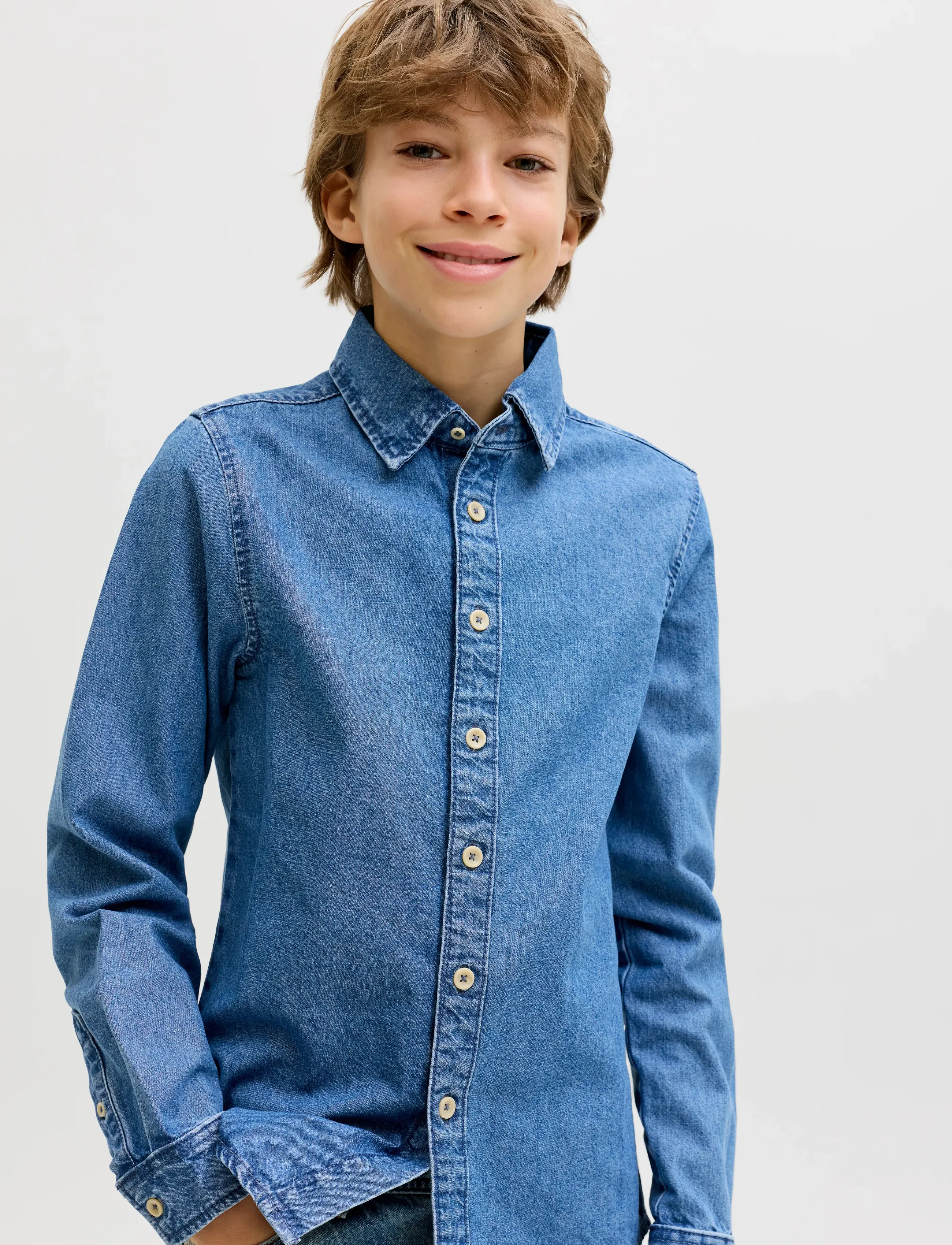 Jack & Jones - JJESTANLEY JJSHIRT AT 021 NOOS JNR - langærmede skjorter - blue denim - 5