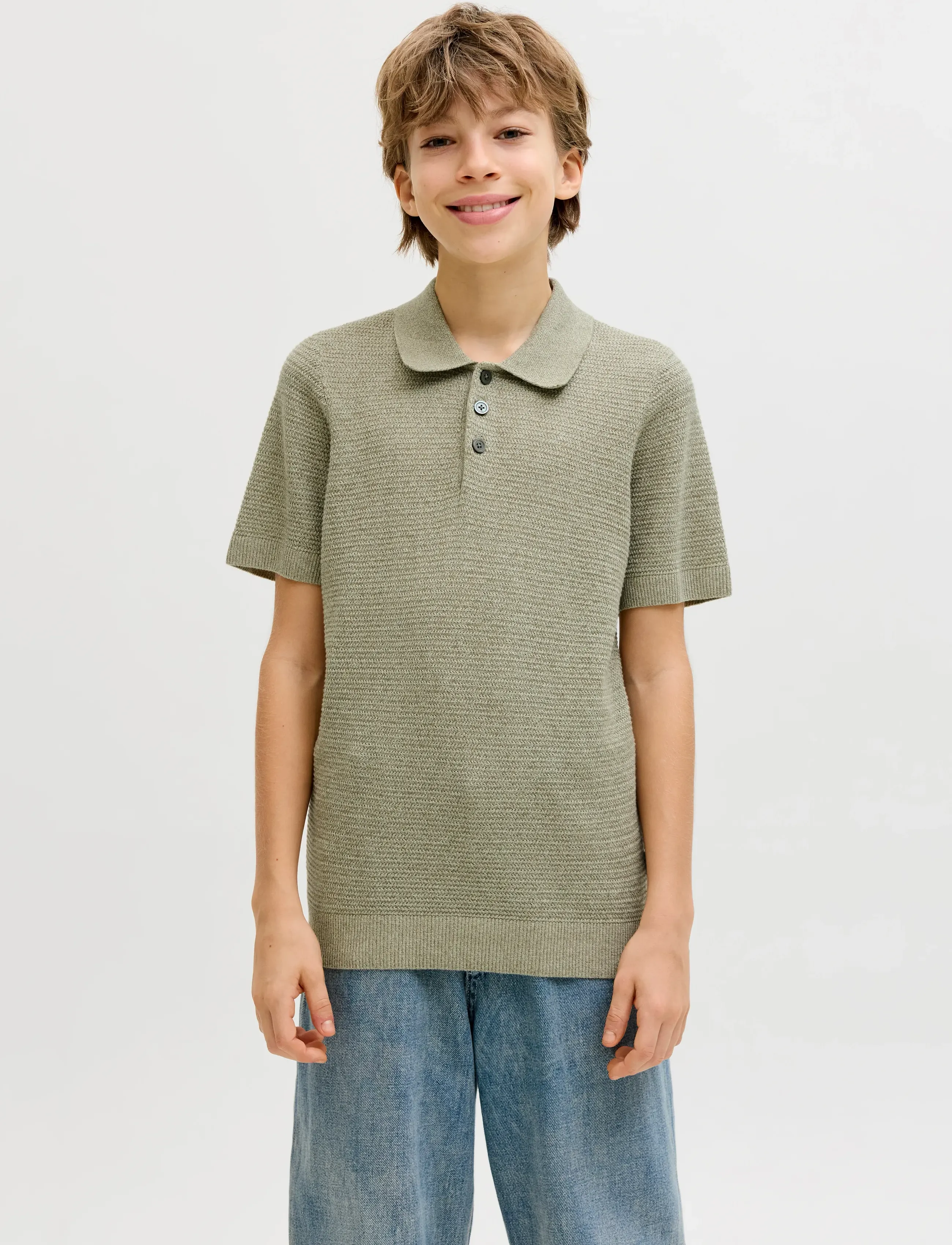 Jack & Jones JPRBLURILEY KNIT POLO SS JNR - Kurzärmelig - MERMAID / green