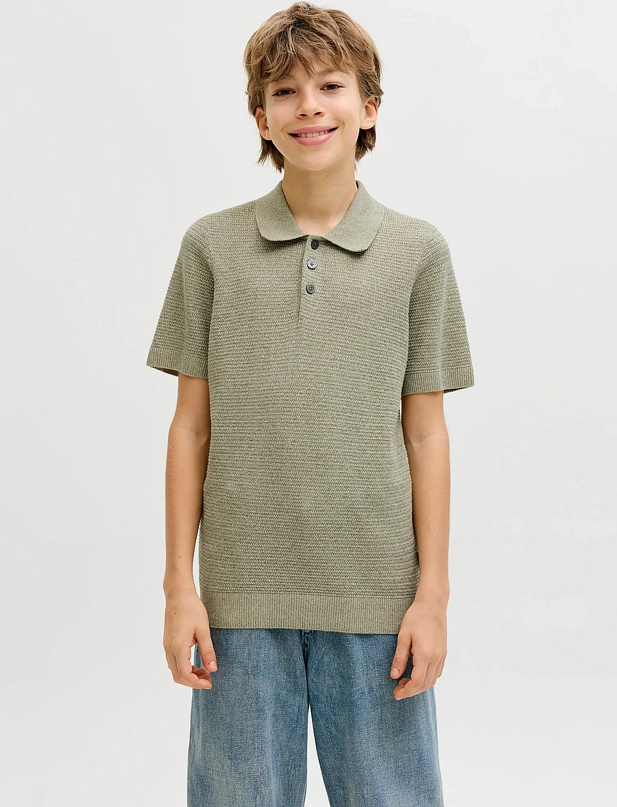 Jack & Jones - JPRBLURILEY KNIT POLO SS JNR - lühikeste varrukatega polod - mermaid - 0