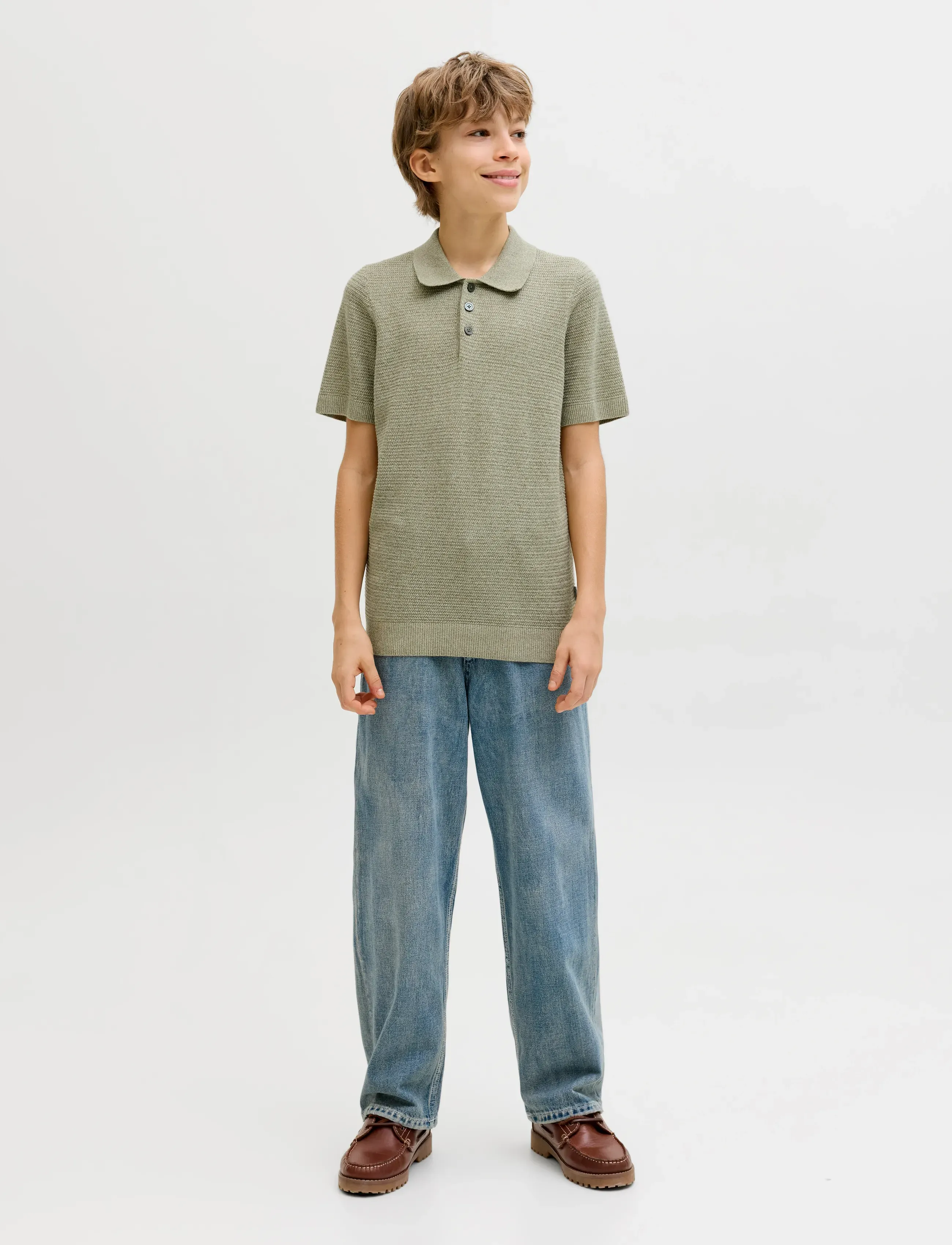 Jack & Jones - JPRBLURILEY KNIT POLO SS JNR - kortærmede poloer - mermaid - 4
