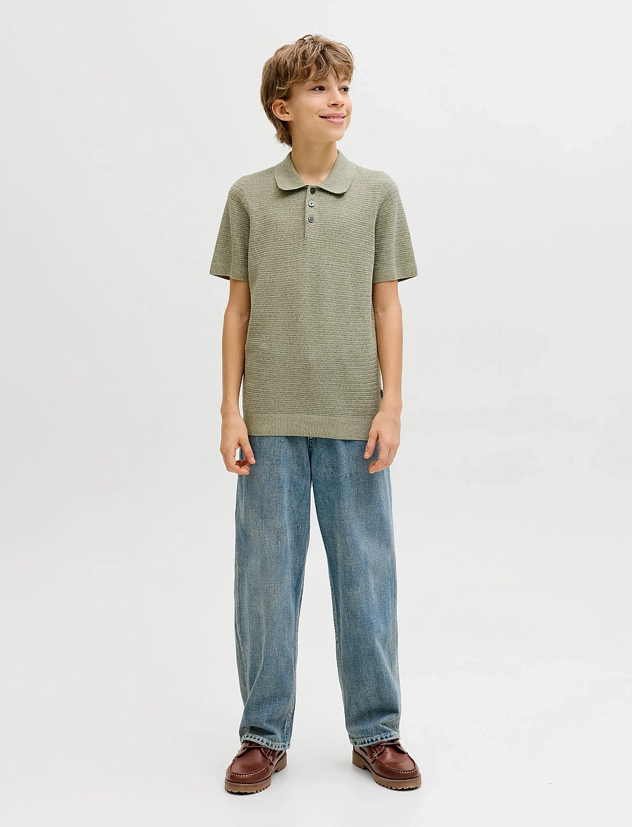 Jack & Jones - JPRBLURILEY KNIT POLO SS JNR - lühikeste varrukatega polod - mermaid - 4