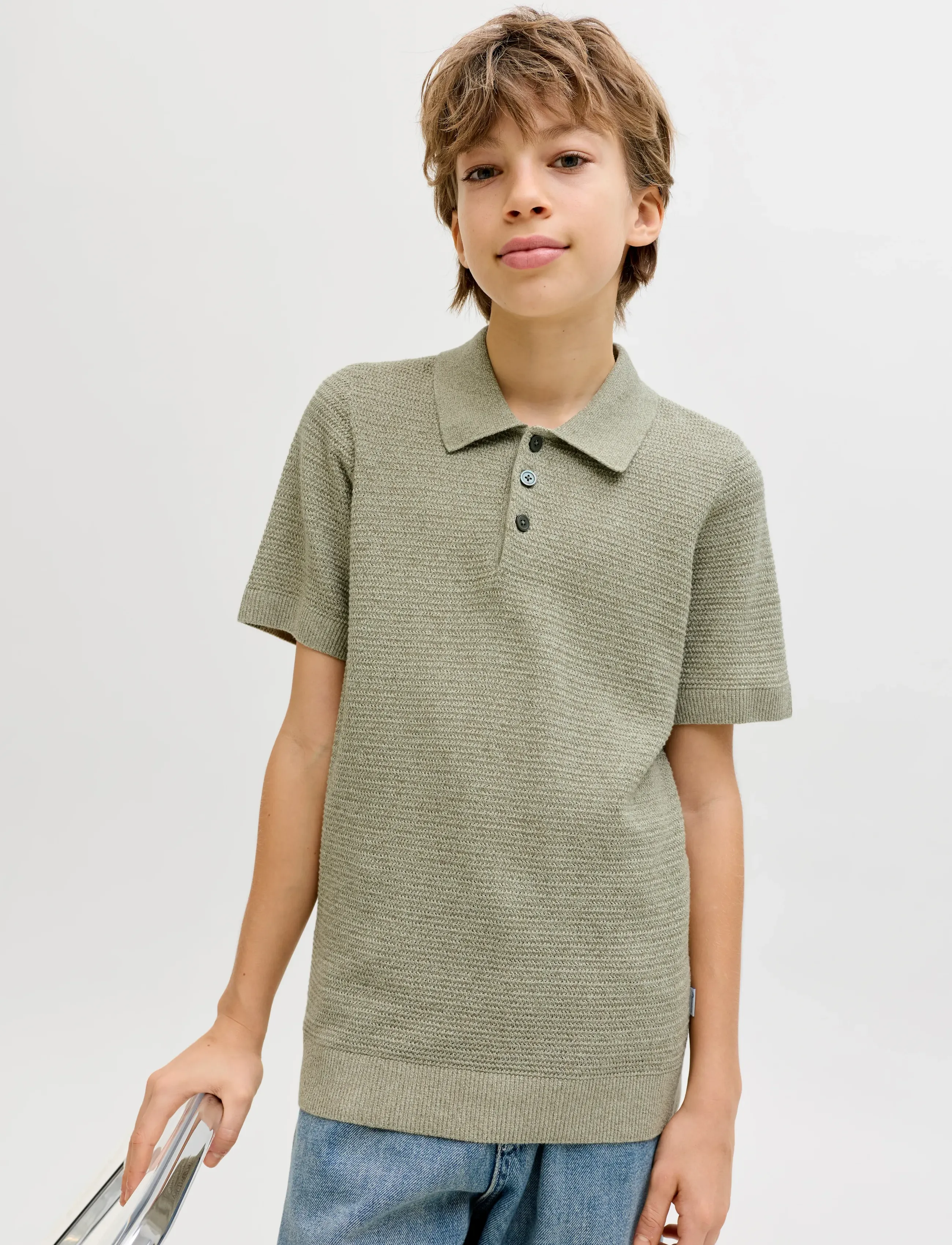 Jack & Jones - JPRBLURILEY KNIT POLO SS JNR - kortærmede poloer - mermaid - 5