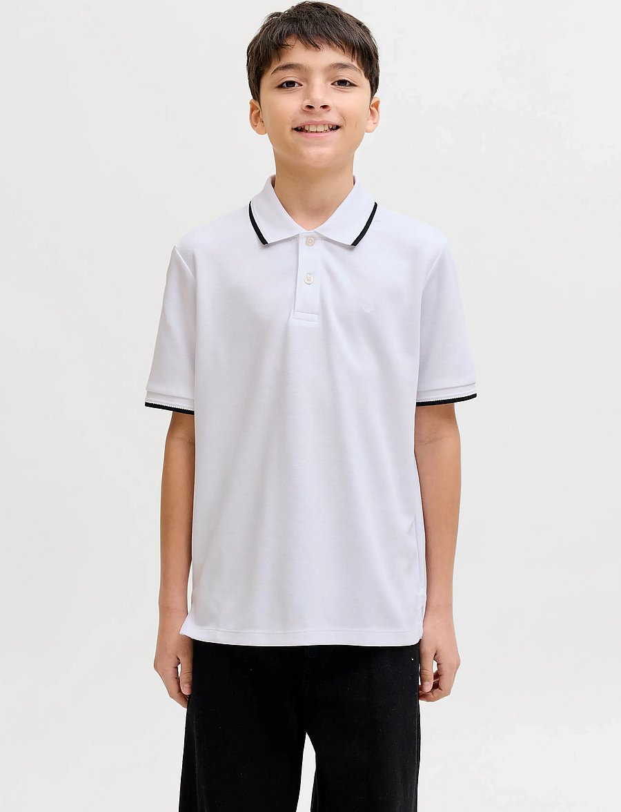 Jack & Jones - JPRBLAETHAN DETAIL SS POLO JNR - kortærmede poloer - bright white - 0