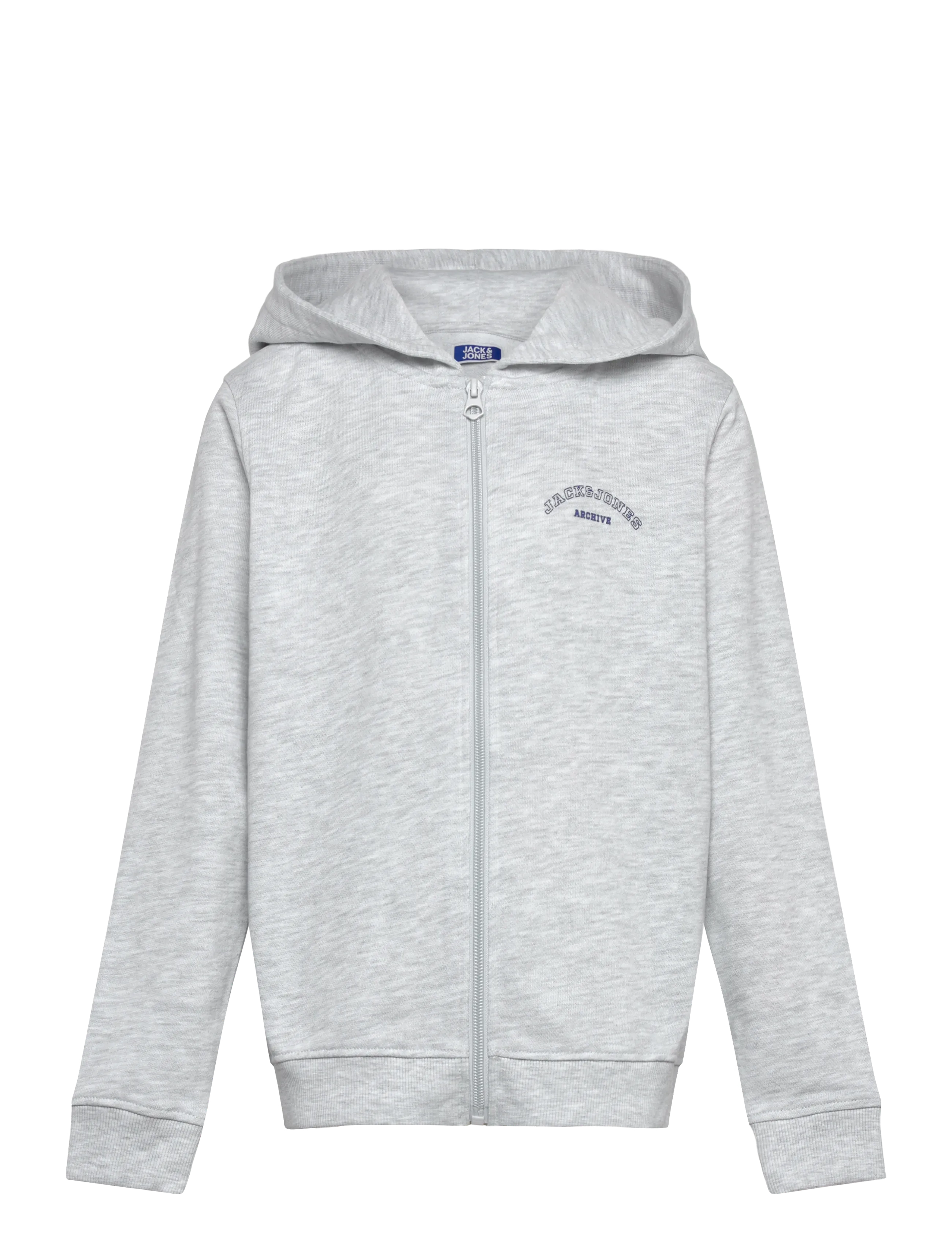 Jack & Jones JJCOLLEGE LOGO SWEAT ZIP HOOD JNR - Teens 140-176 - WHITE MELANGE / grey