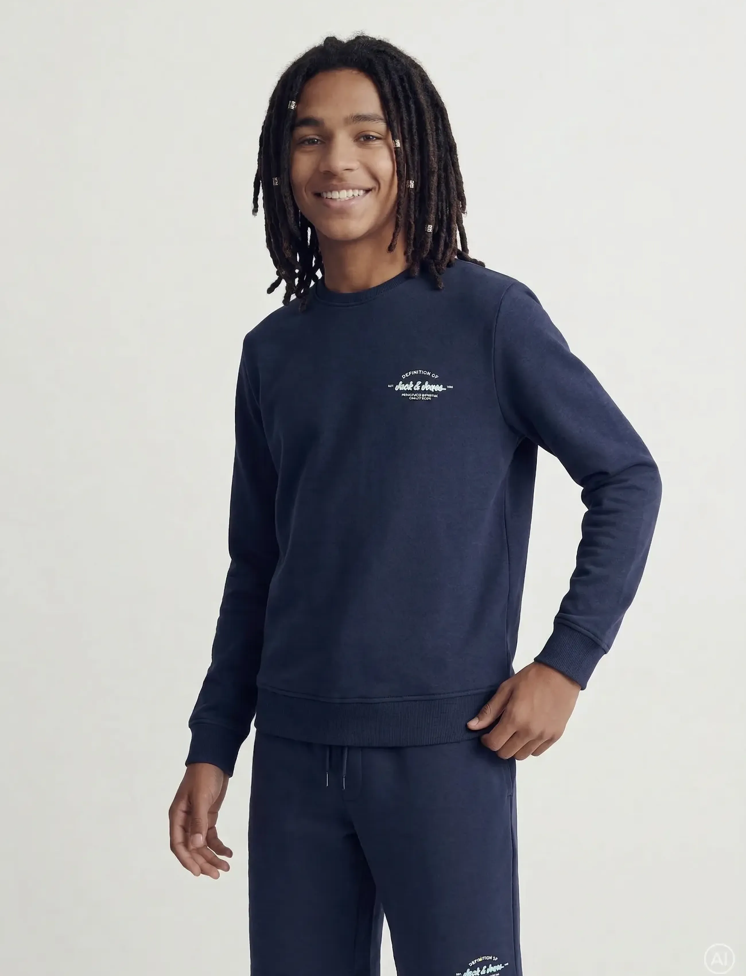 Jack & Jones JJBRANDON SWEATSHIRT/SHORTS SET MP JNR - Sets with long-sleeved t-shirt - NAVY BLAZER / navy