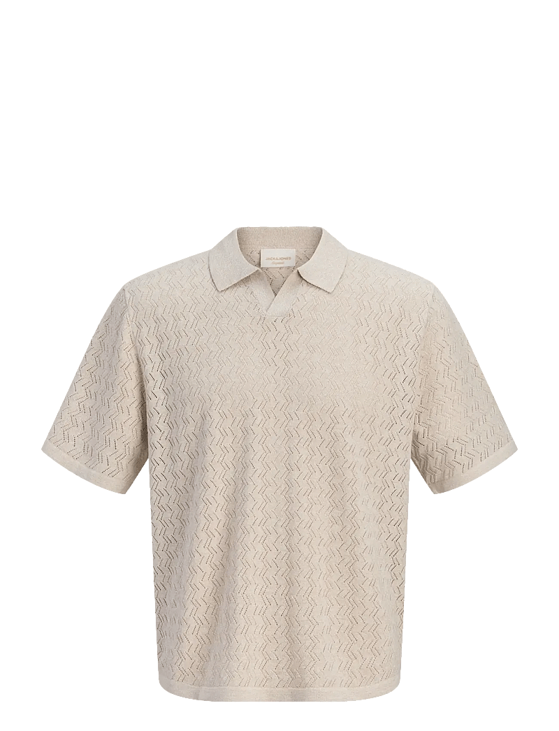 Jack & Jones - JORTYLER KNIT SS SPLIT NECK POLO SN JNR - kortærmede poloer - feather gray - 1