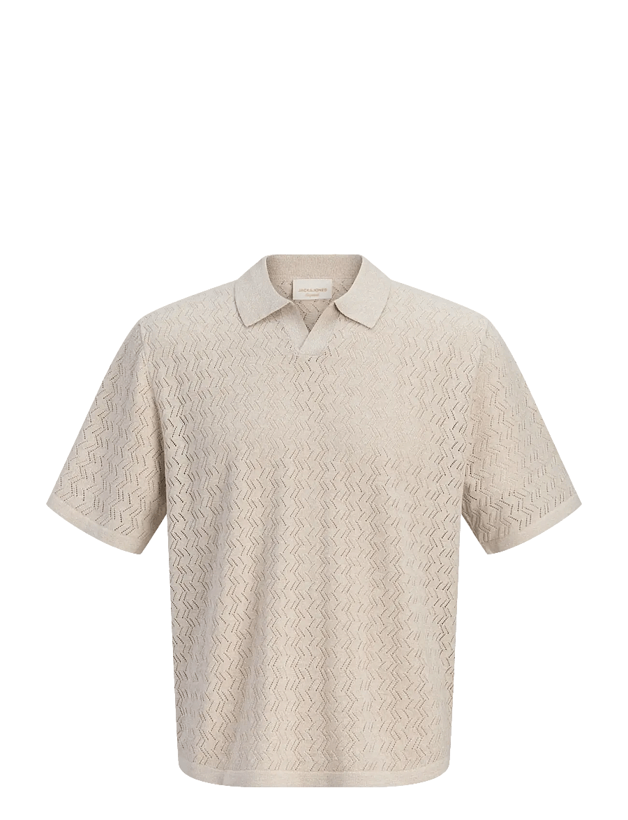 Jack & Jones - JORTYLER KNIT SS SPLIT NECK POLO SN JNR - polos à manches courtes - feather gray - 1