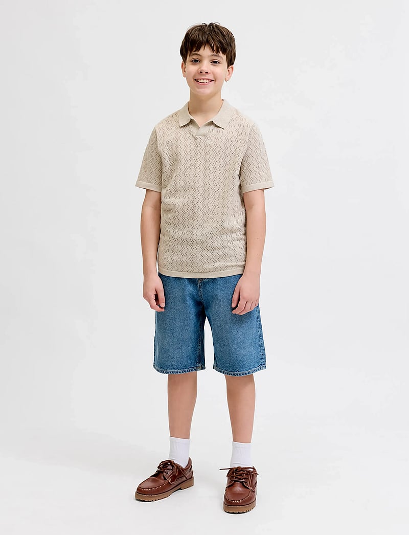 Jack & Jones - JORTYLER KNIT SS SPLIT NECK POLO SN JNR - kortærmede poloer - feather gray - 3