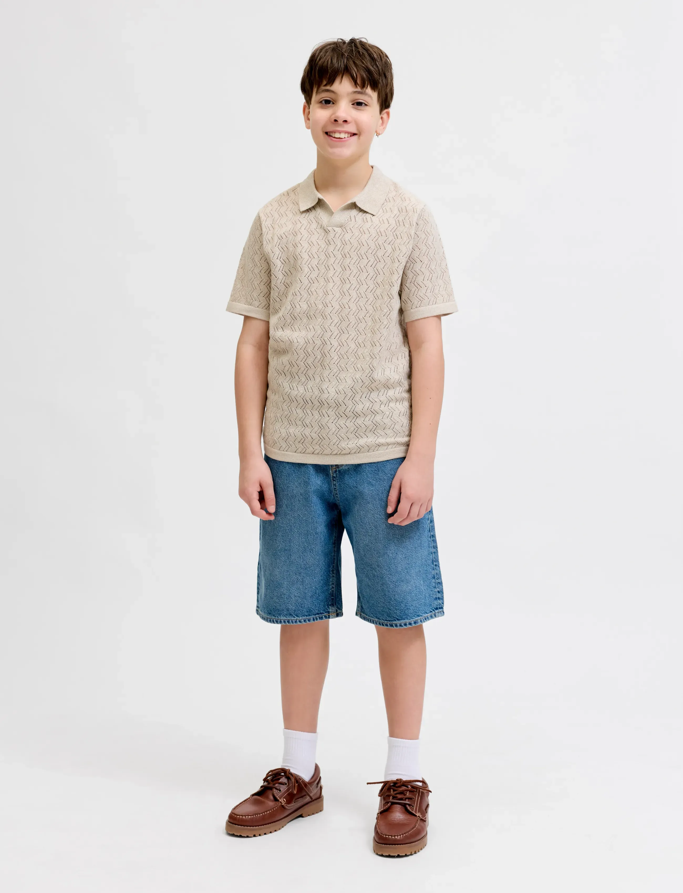 Jack & Jones - JORTYLER KNIT SS SPLIT NECK POLO SN JNR - polos à manches courtes - feather gray - 3