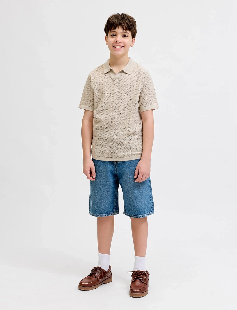 Jack & Jones - JORTYLER KNIT SS SPLIT NECK POLO SN JNR - polos à manches courtes - feather gray - 3
