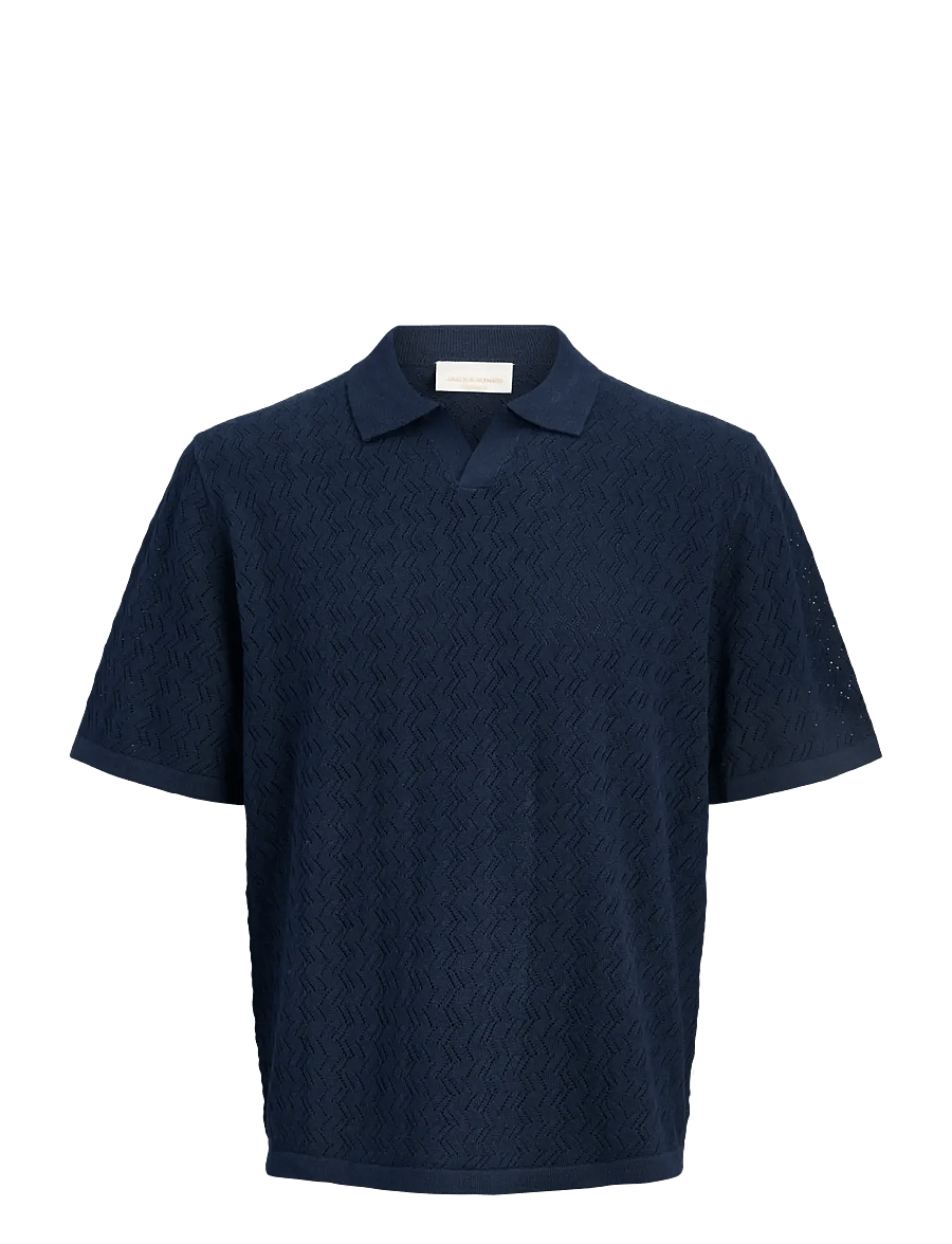 Jack & Jones - JORTYLER KNIT SS SPLIT NECK POLO SN JNR - kortærmede poloer - sky captain - 1