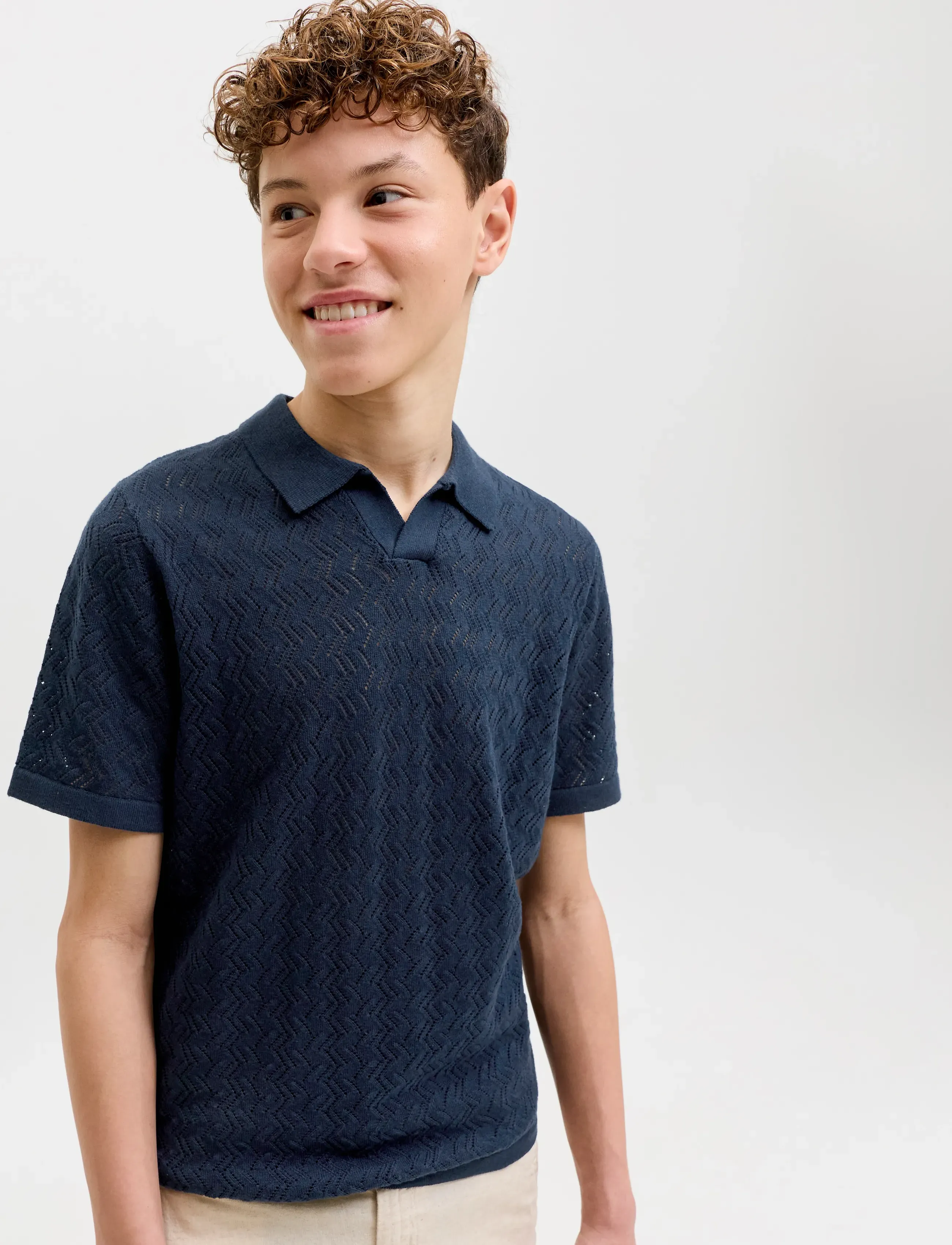 Jack & Jones - JORTYLER KNIT SS SPLIT NECK POLO SN JNR - kortærmede poloer - sky captain - 5