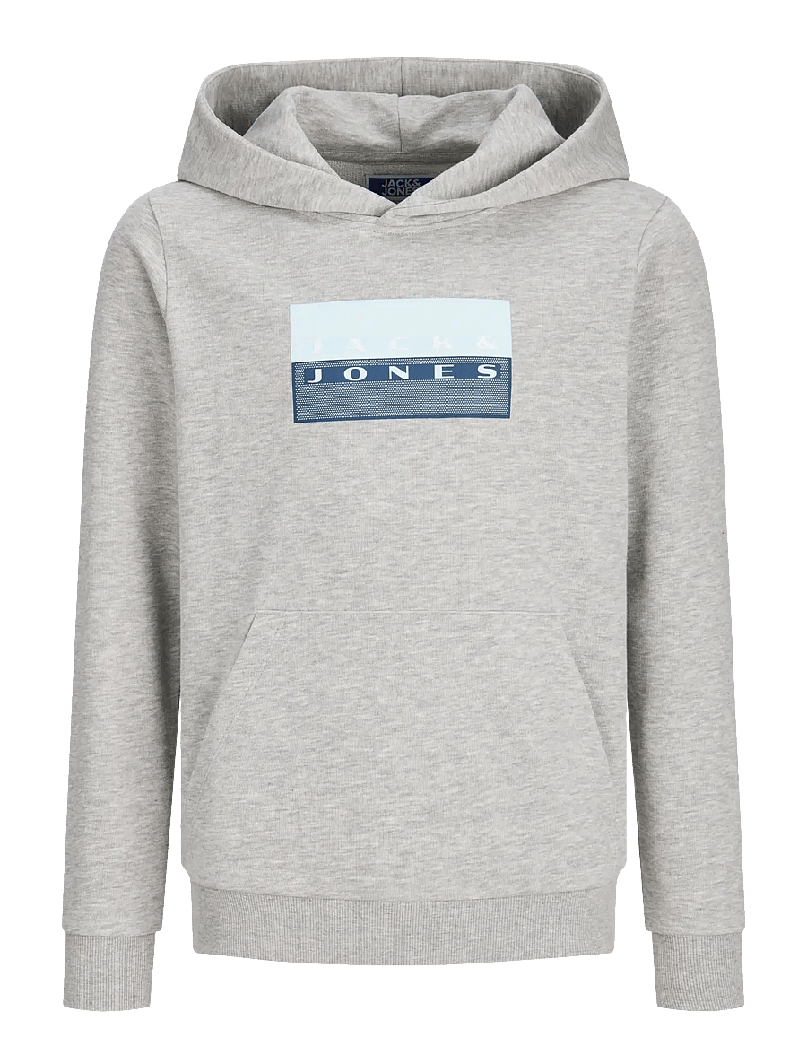 Jack & Jones - JCOFUSION GRAPHIC SWEAT HOOD SN JNR - hættetrøjer - light grey melange - 1