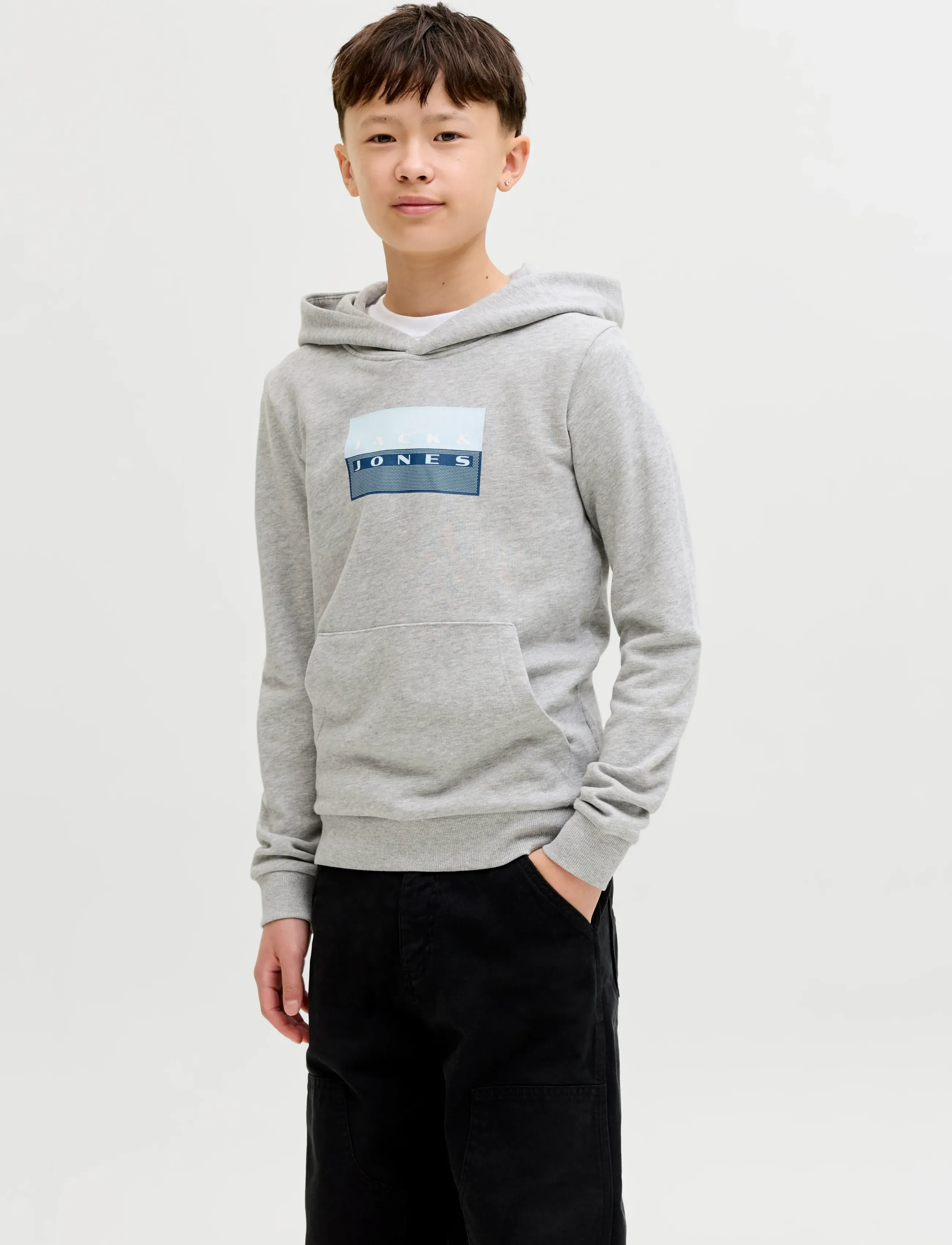 Jack & Jones Jcofusion Graphic Sweat Hood Sn Jnr, 152, Sweatshirts Hoodies, Grau - Kinder