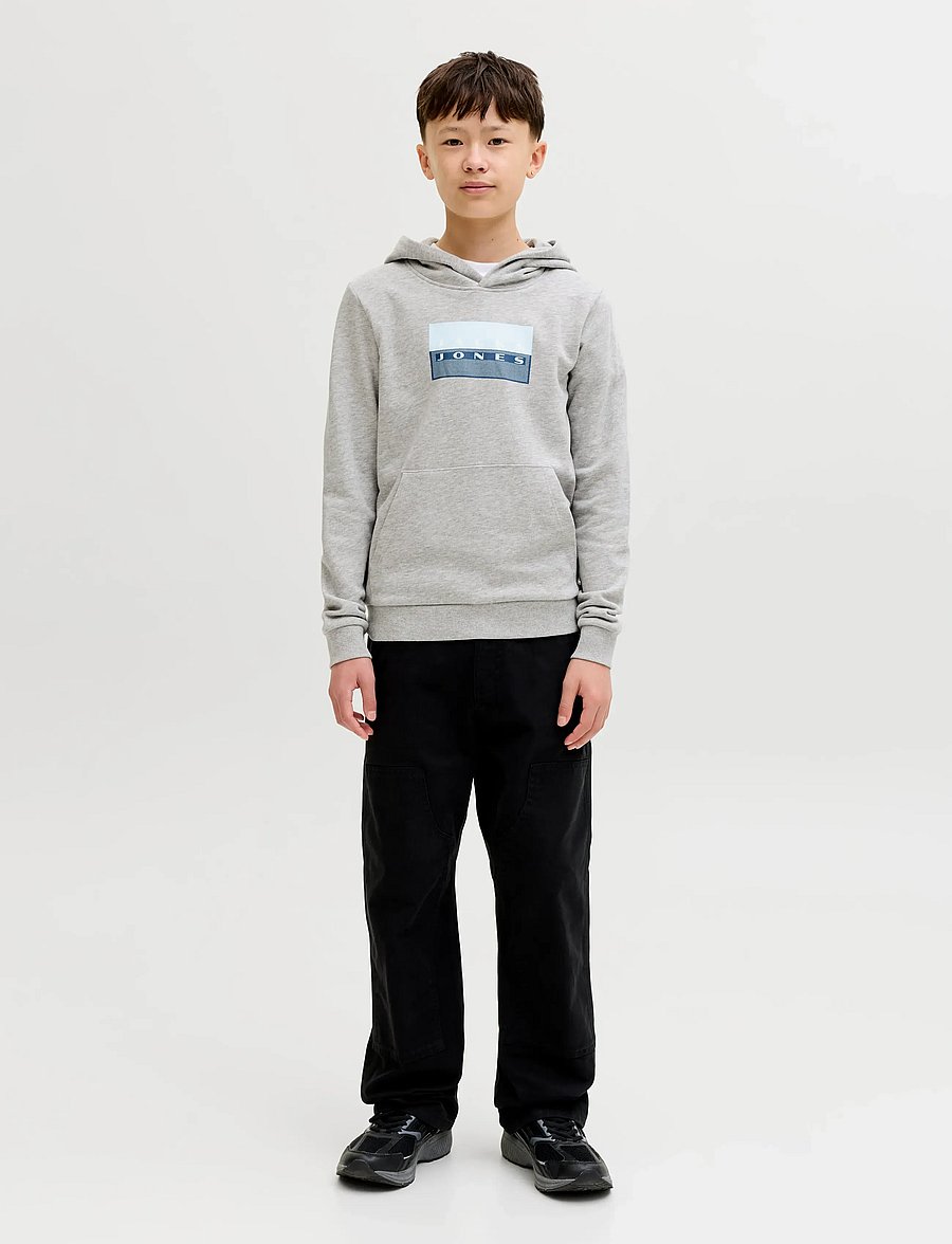 Jack & Jones - JCOFUSION GRAPHIC SWEAT HOOD SN JNR - hættetrøjer - light grey melange - 4
