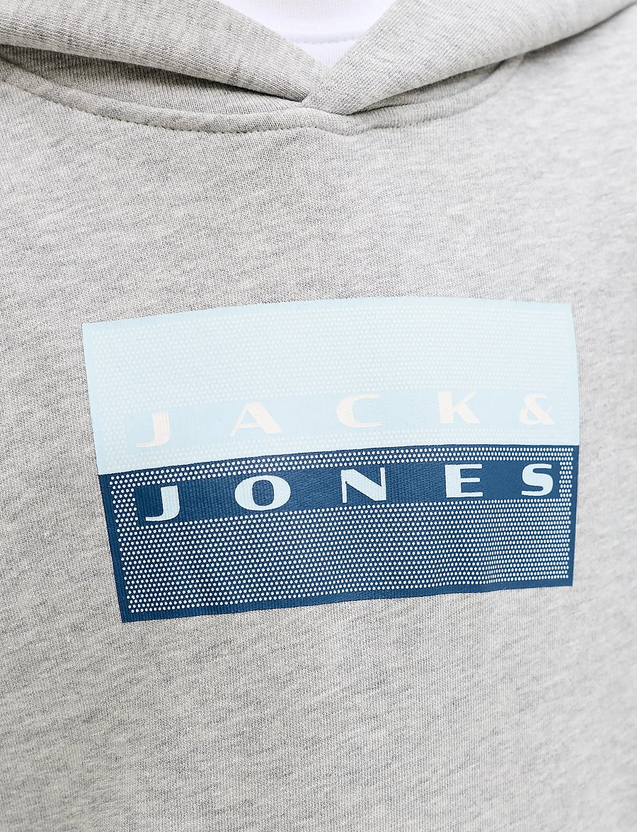 Jack & Jones - JCOFUSION GRAPHIC SWEAT HOOD SN JNR - hættetrøjer - light grey melange - 5