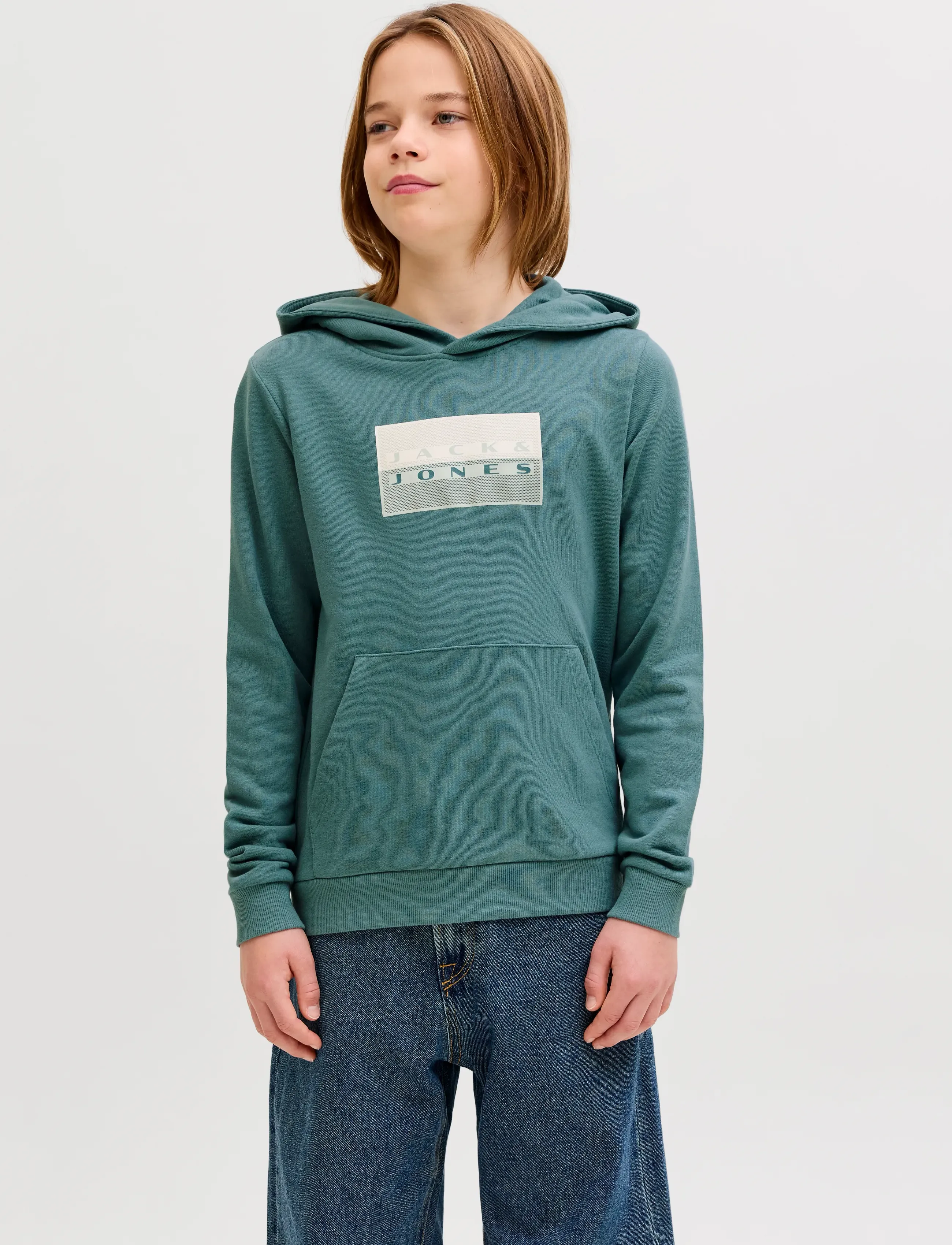 Jack & Jones JCOFUSION GRAPHIC SWEAT HOOD SN JNR - Augšējais apģērbs - NORTH ATLANTIC / green