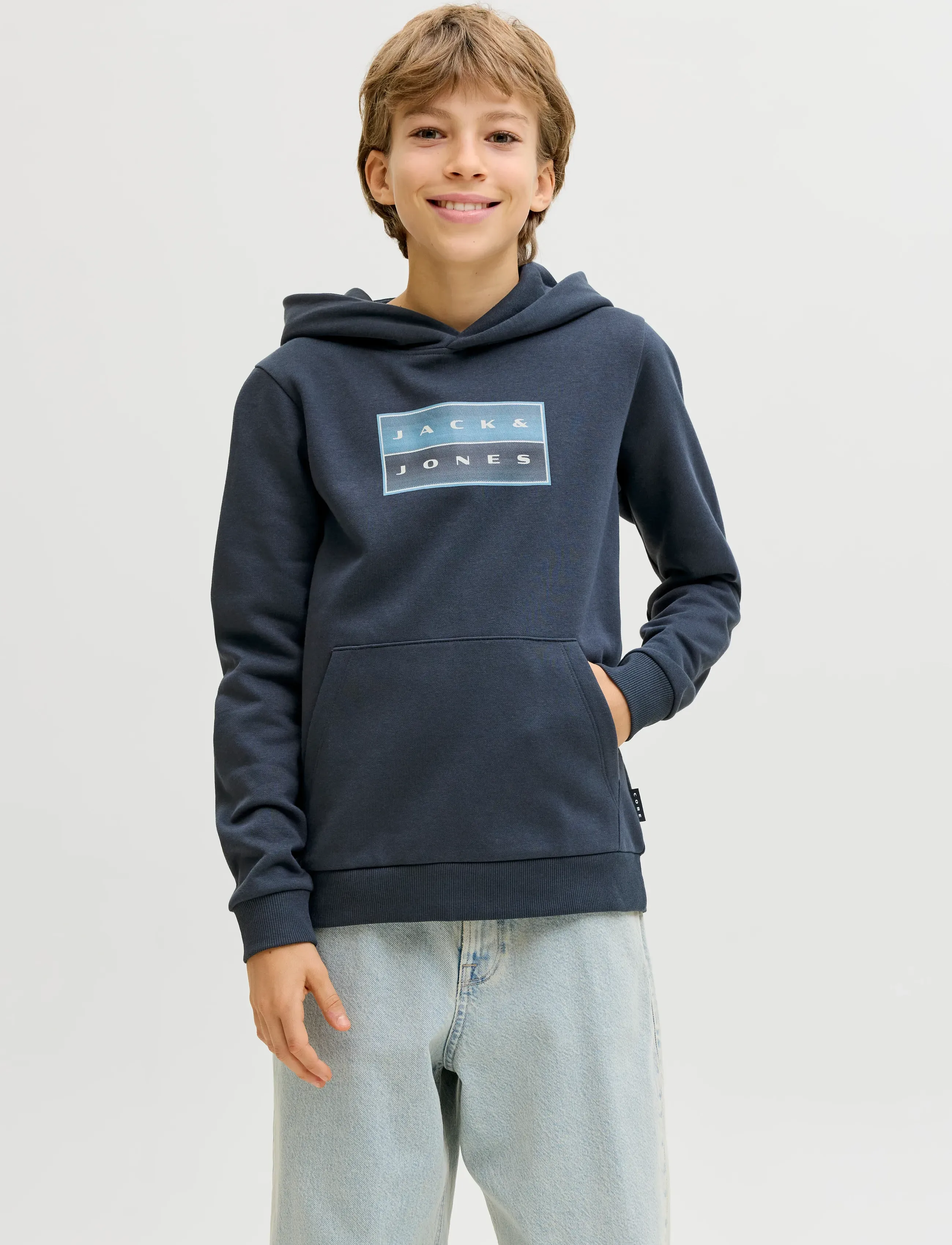 Jack & Jones Jcofusion Graphic Sweat Hood Sn Jnr, 140, Sweatshirts Hoodies, Marineblau - Kinder