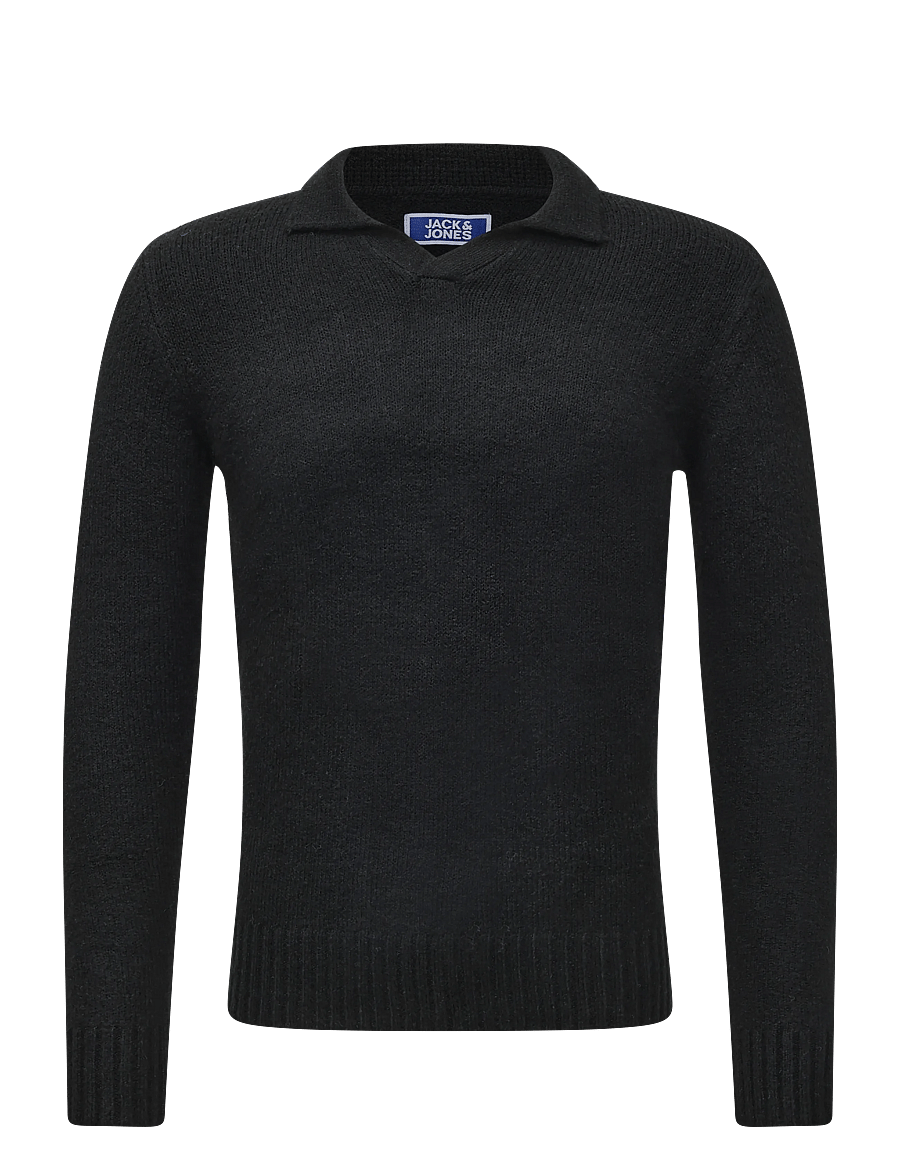 Jack & Jones - JJESOHO OLLIE KNIT SPLIT NECK JNR - pikkade varrukatega polod - black - 1