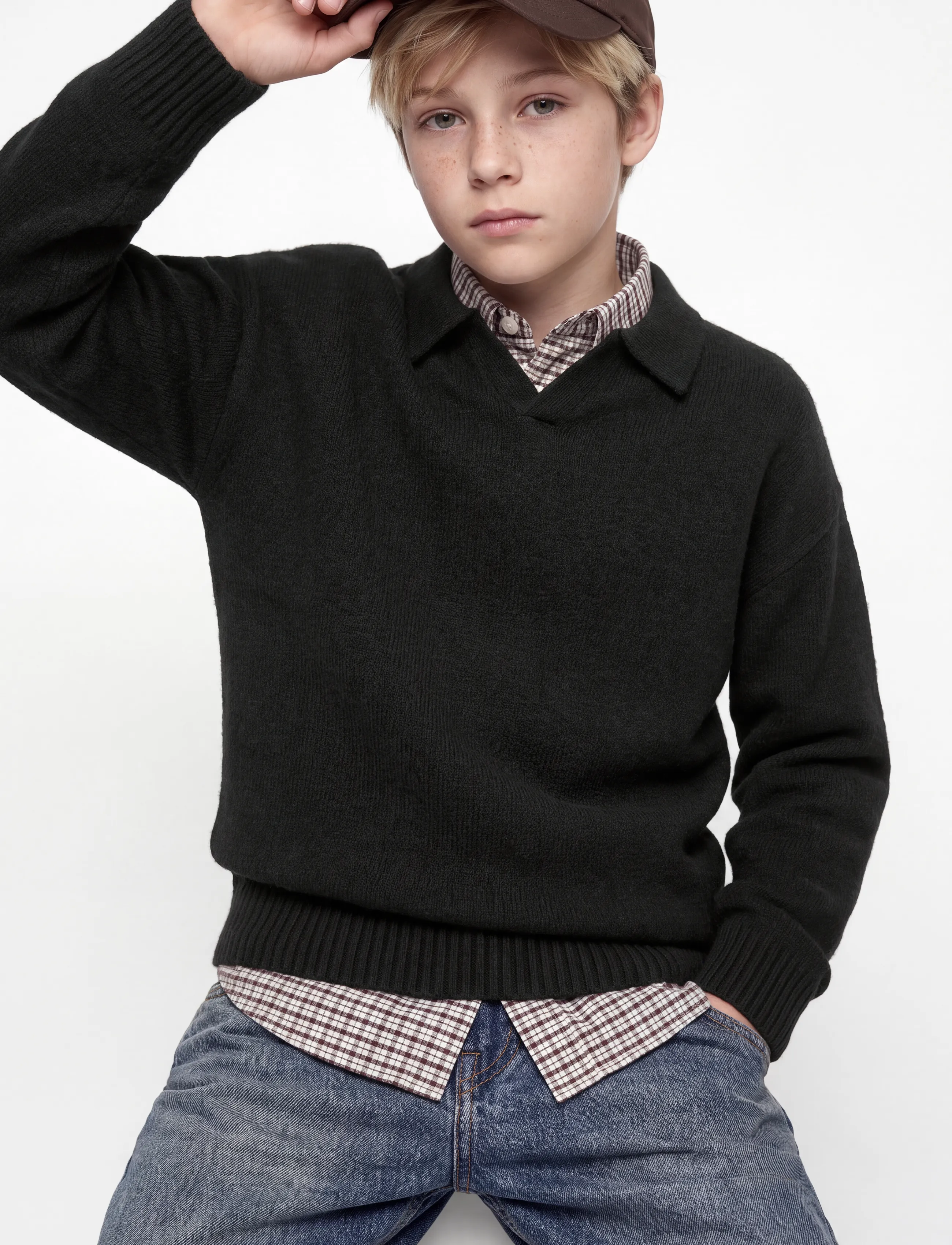 Jack & Jones - JJESOHO OLLIE KNIT SPLIT NECK JNR - black - 4