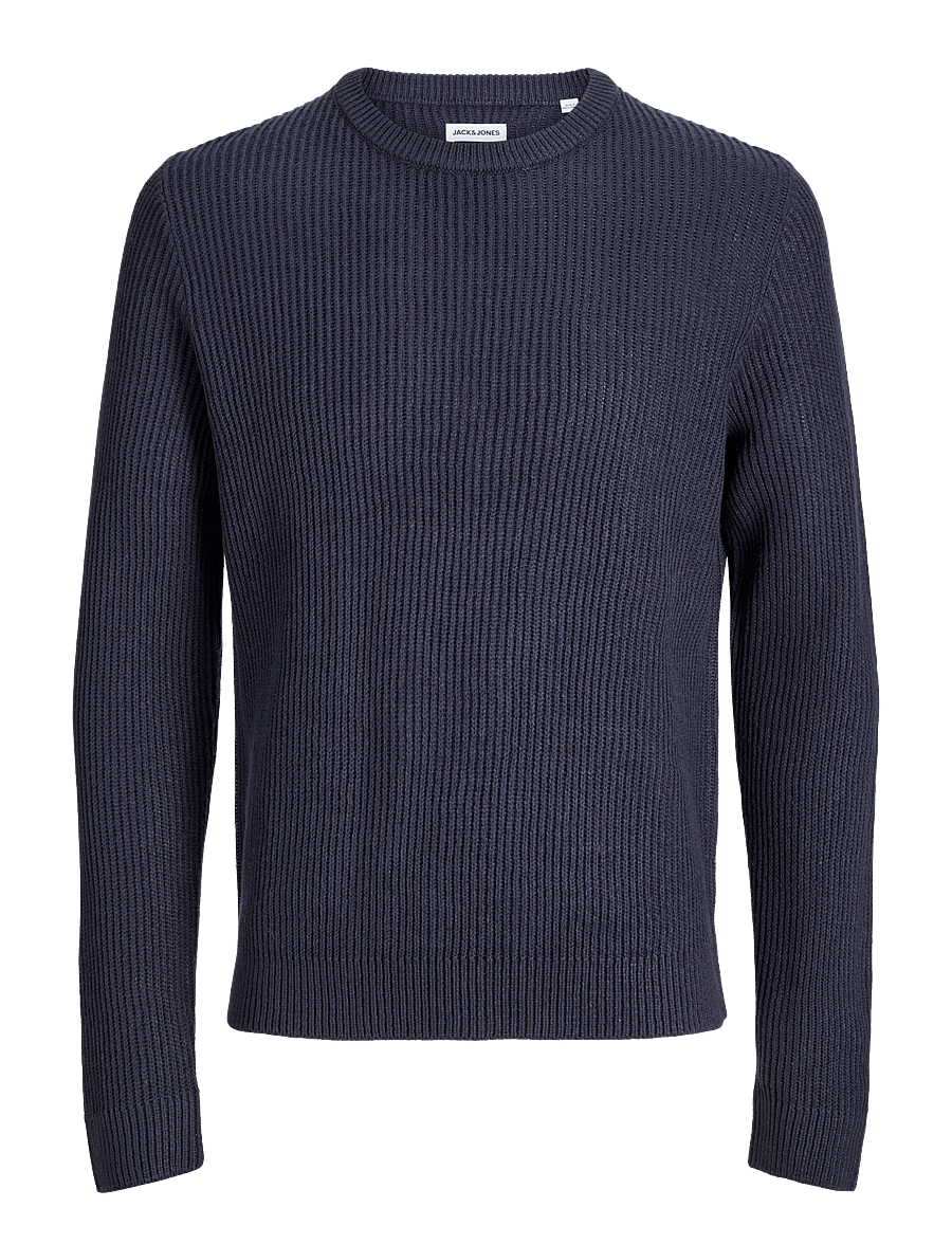 Jack & Jones - JJPANNEL KNIT CREW NECK AW26 JNR - pullover - navy blazer - 0
