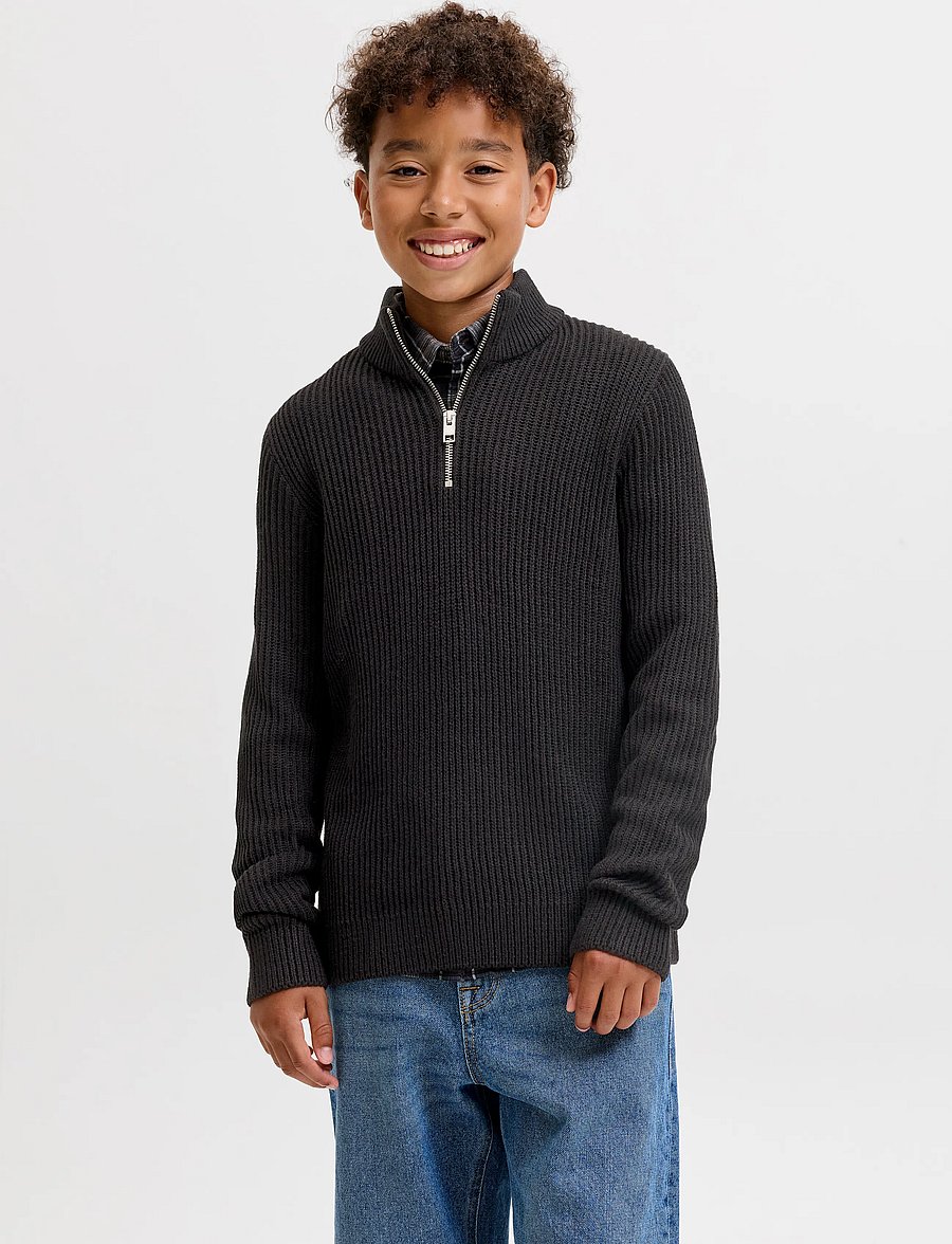 Jack & Jones - JJPANNEL KNIT HALF ZIP AW26 JNR - black - 0