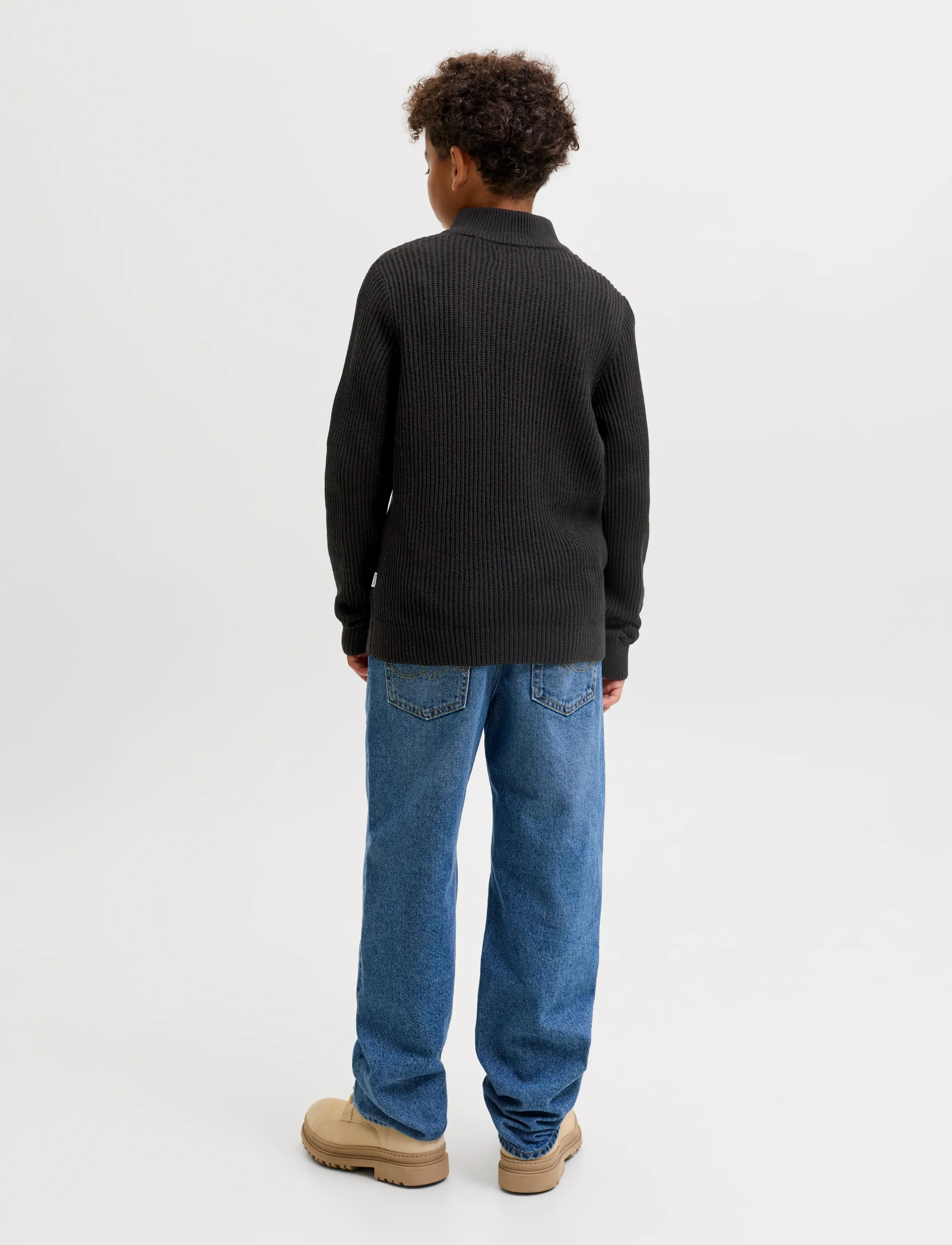 Jack & Jones - JJPANNEL KNIT HALF ZIP AW26 JNR - black - 2