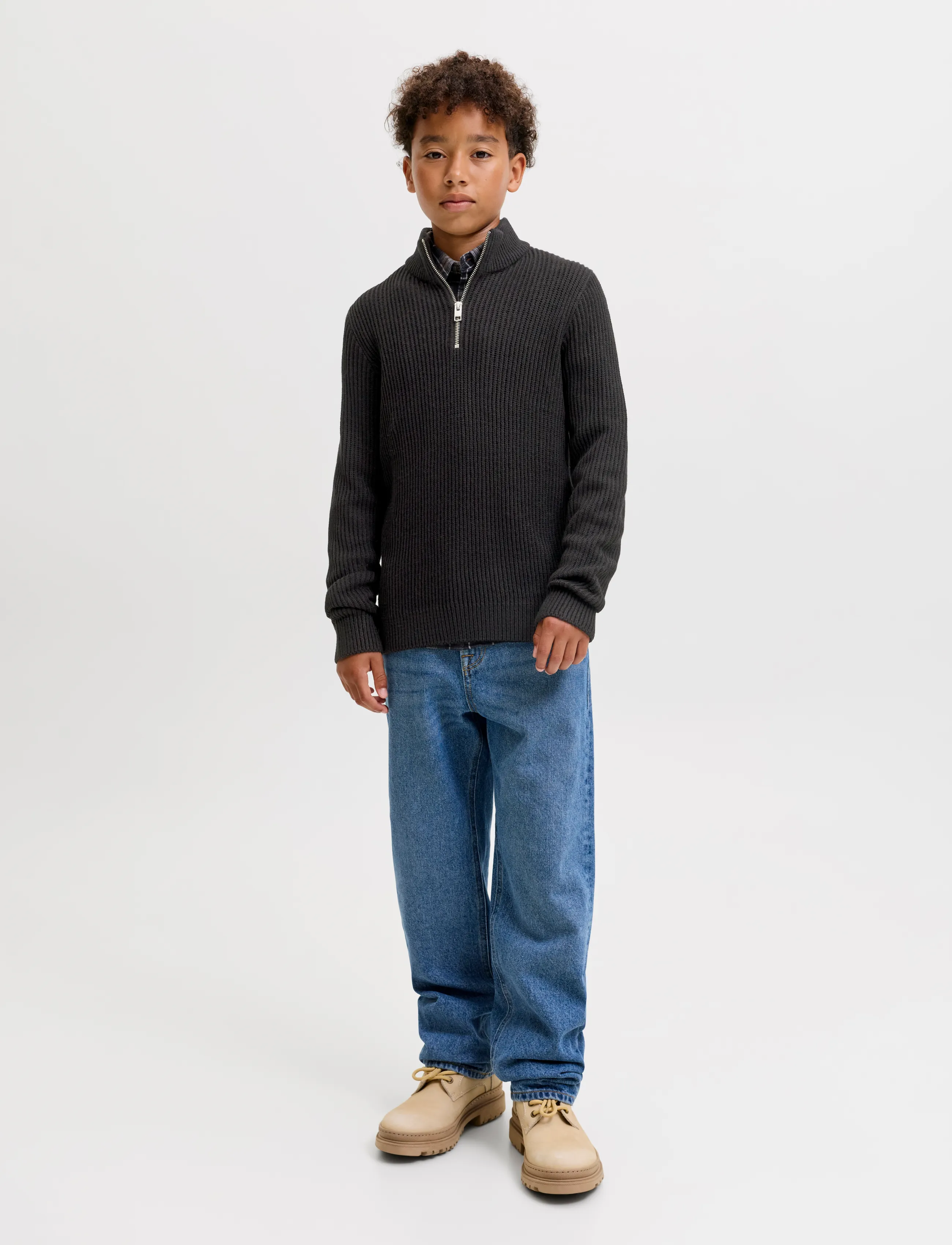 Jack & Jones - JJPANNEL KNIT HALF ZIP AW26 JNR - black - 3