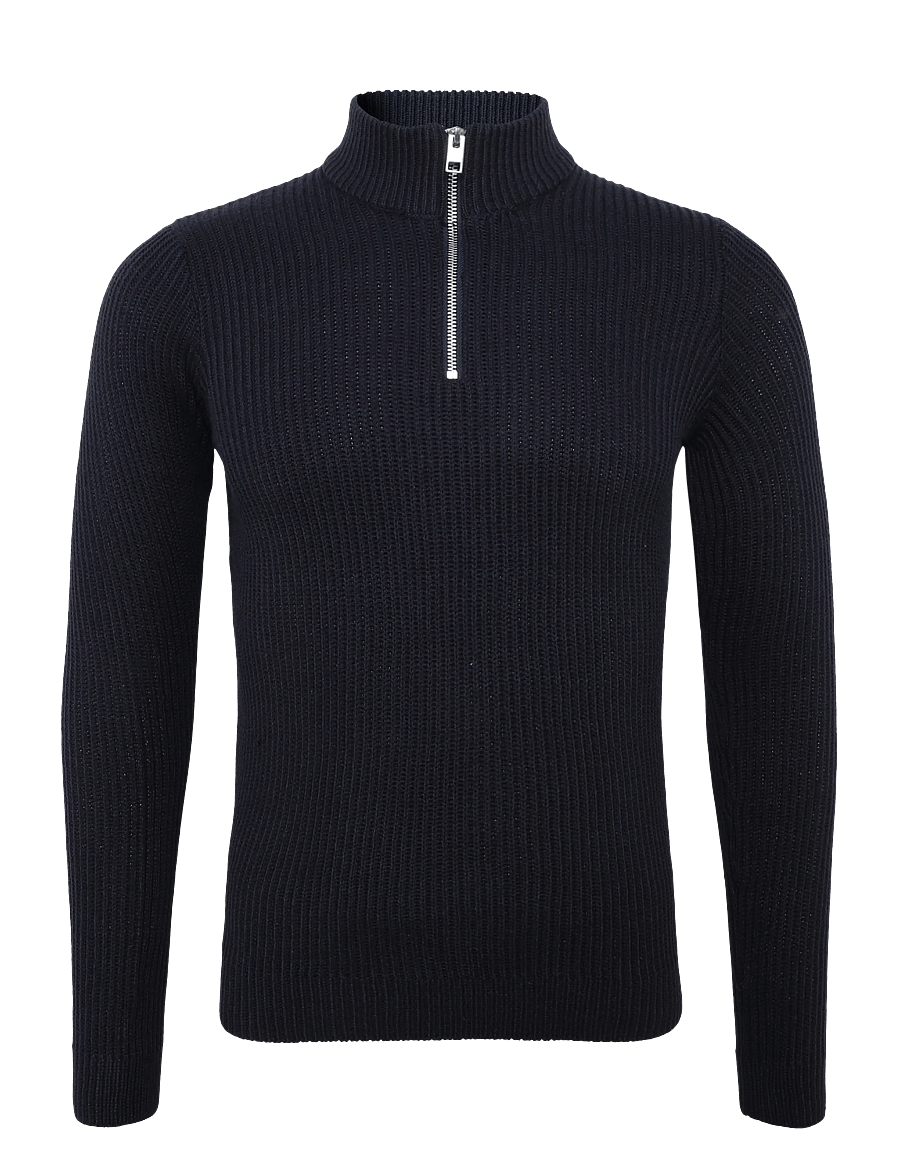 Jack & Jones - JJPANNEL KNIT HALF ZIP AW26 JNR - pullover - navy blazer - 0