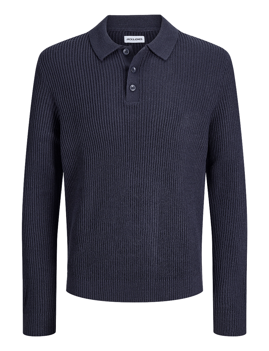 Jack & Jones - JJPANNEL KNIT LS POLO AW26 JNR - navy blazer - 0