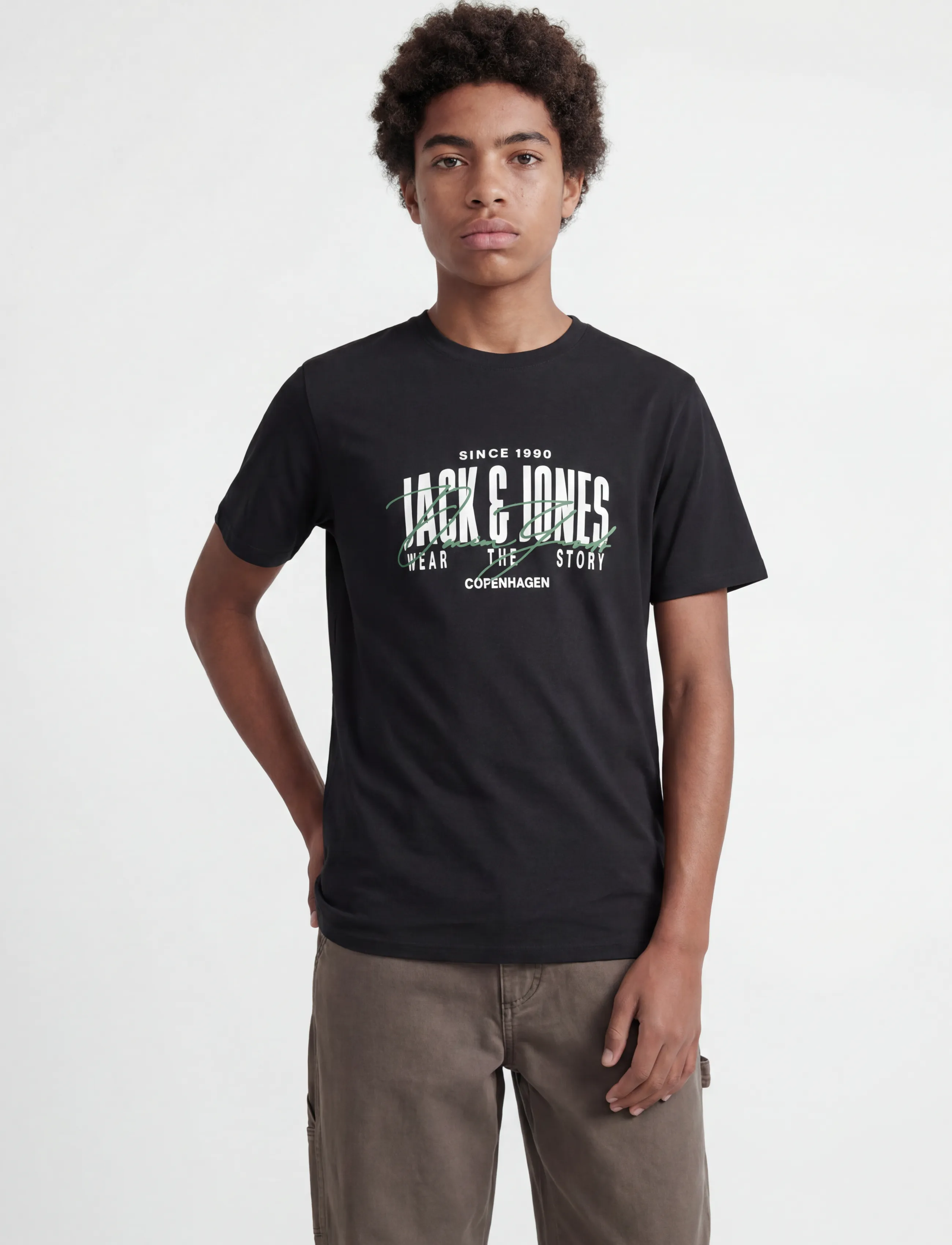 Jack & Jones JJAERO TEE SS CREW NECK JNR - Kurzärmelige - BLACK / black