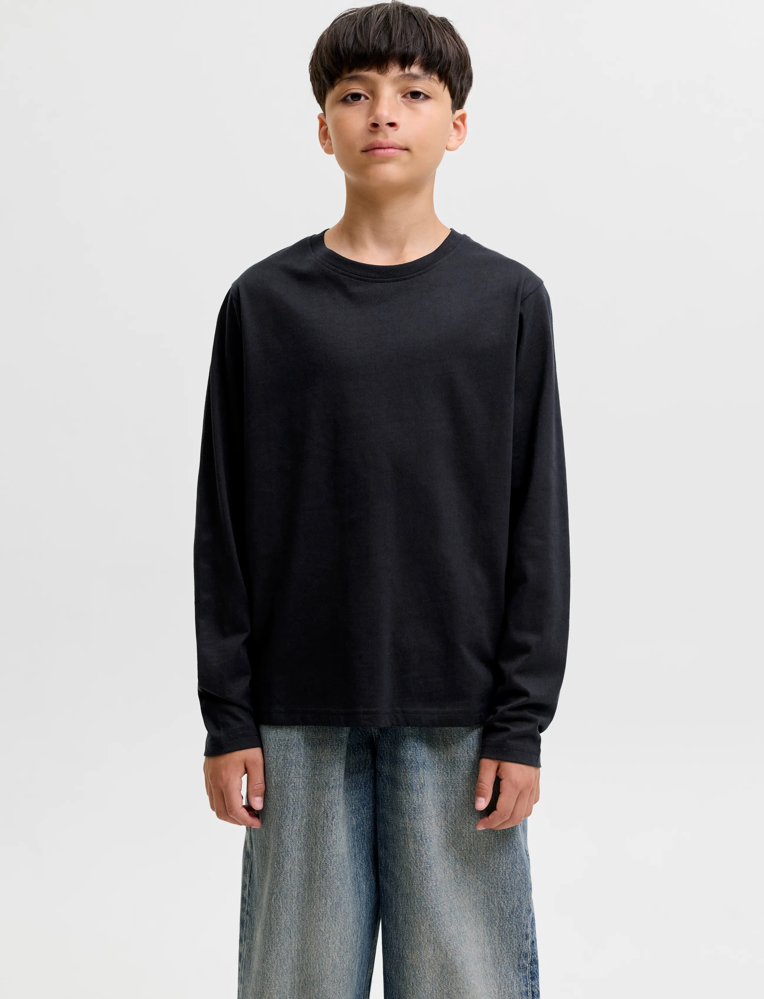 Jack & Jones JJEORGANIC RLX TEE LS O-NECK NOOS JNR - T-shirts - BLACK / black